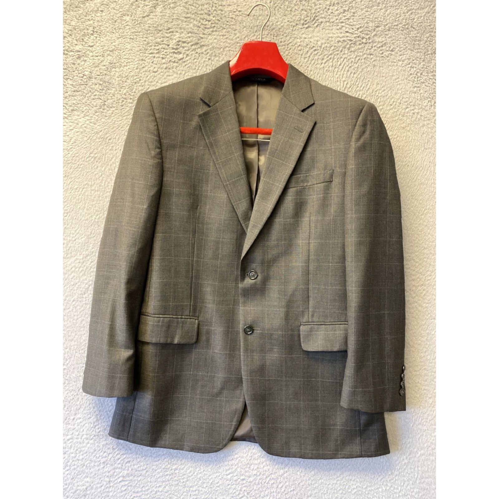 Jos. A. Bank Jos. A. Bank 42R Wool Blend Suit Pants 36 Jacket Dark Green Gray Plaid Size 42R - 4 Thumbnail