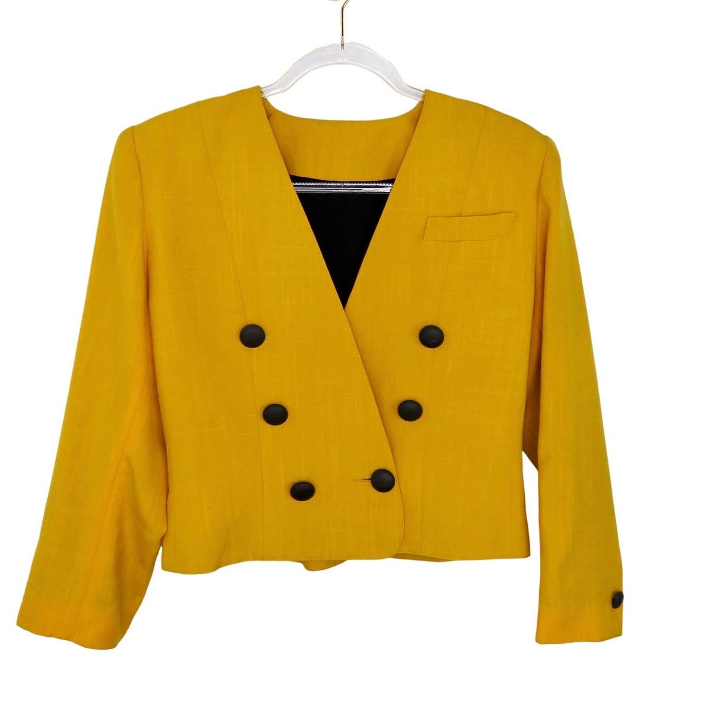Vintage 1970s Vintage Yellow Blazer Jacket Medium Size M / US 6-8 / IT 42-44 - 2 Thumbnail