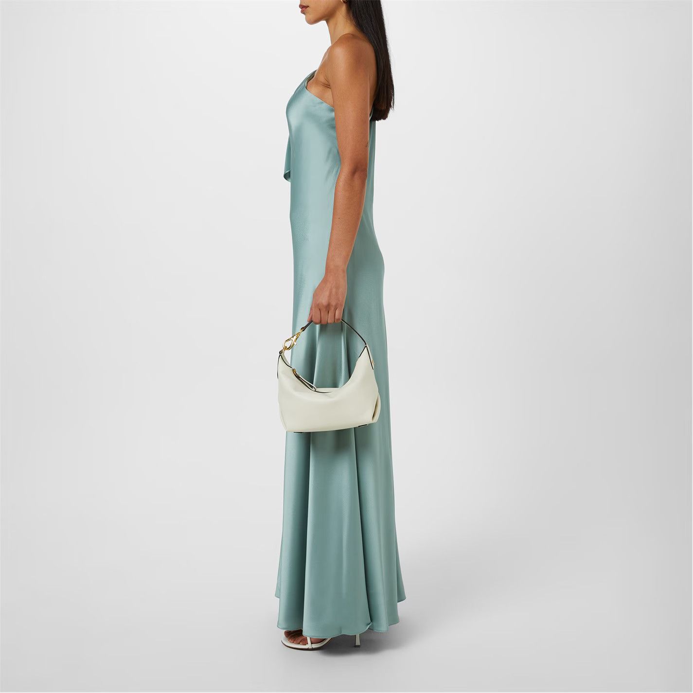 Lauren Ralph Lauren o1g2r1mq0825 Satin Charmeuse One-Shoulder Gown Soft Laurel Size L / US 10 / IT 46 - 4 Thumbnail