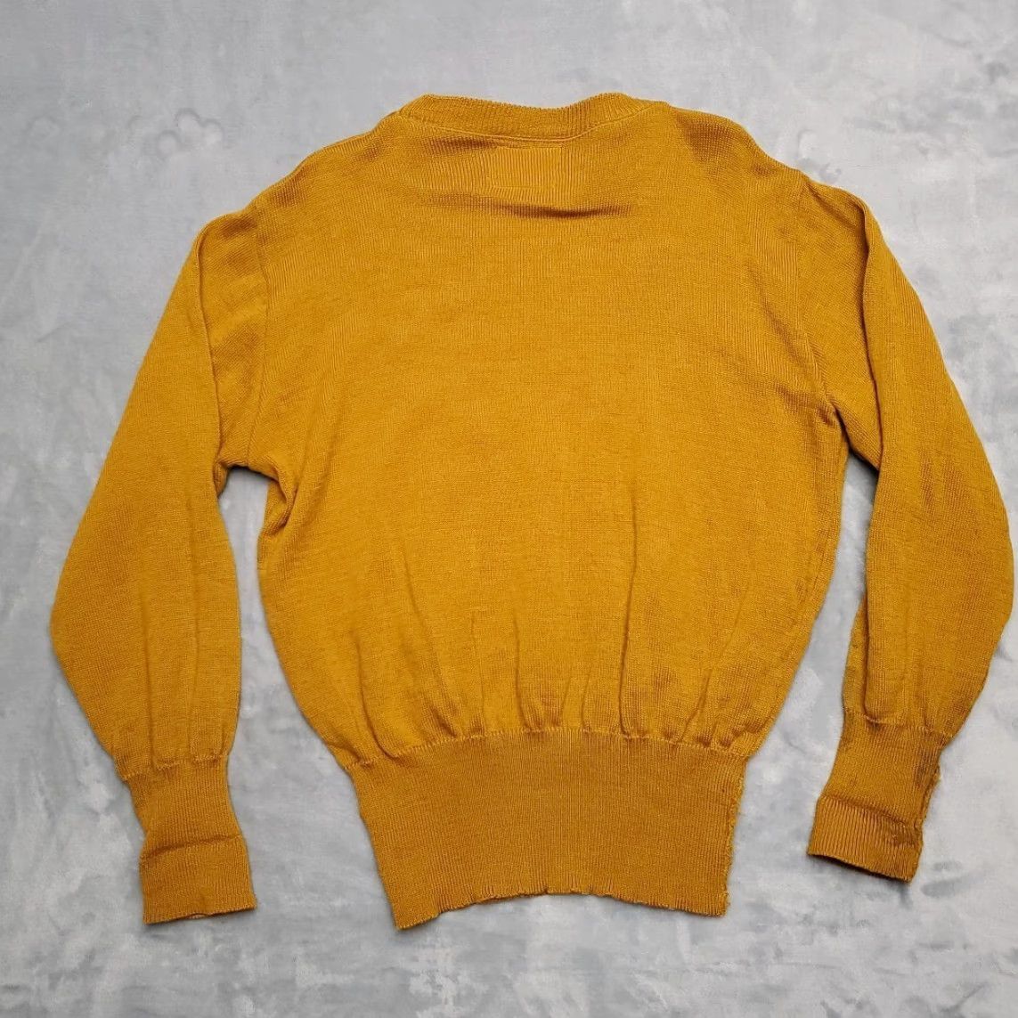 Vintage VTG Whiting Sweater Mens 44 Yellow Crewneck Knit Pullover 50s 60s Mid Century Size US XXL / EU 58 / 5 - 7 Thumbnail