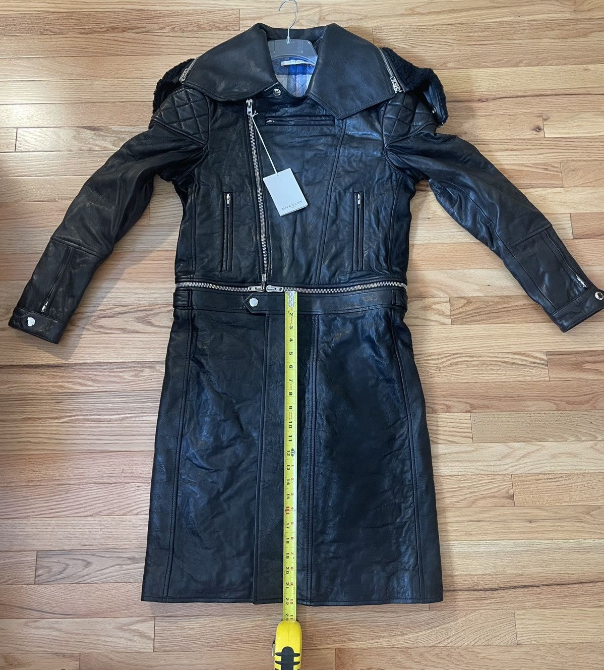 Givenchy NEW Givenchy Long Lambskin Moto Coat: Zip off hood Size US M / EU 48-50 / 2 - 6 Thumbnail