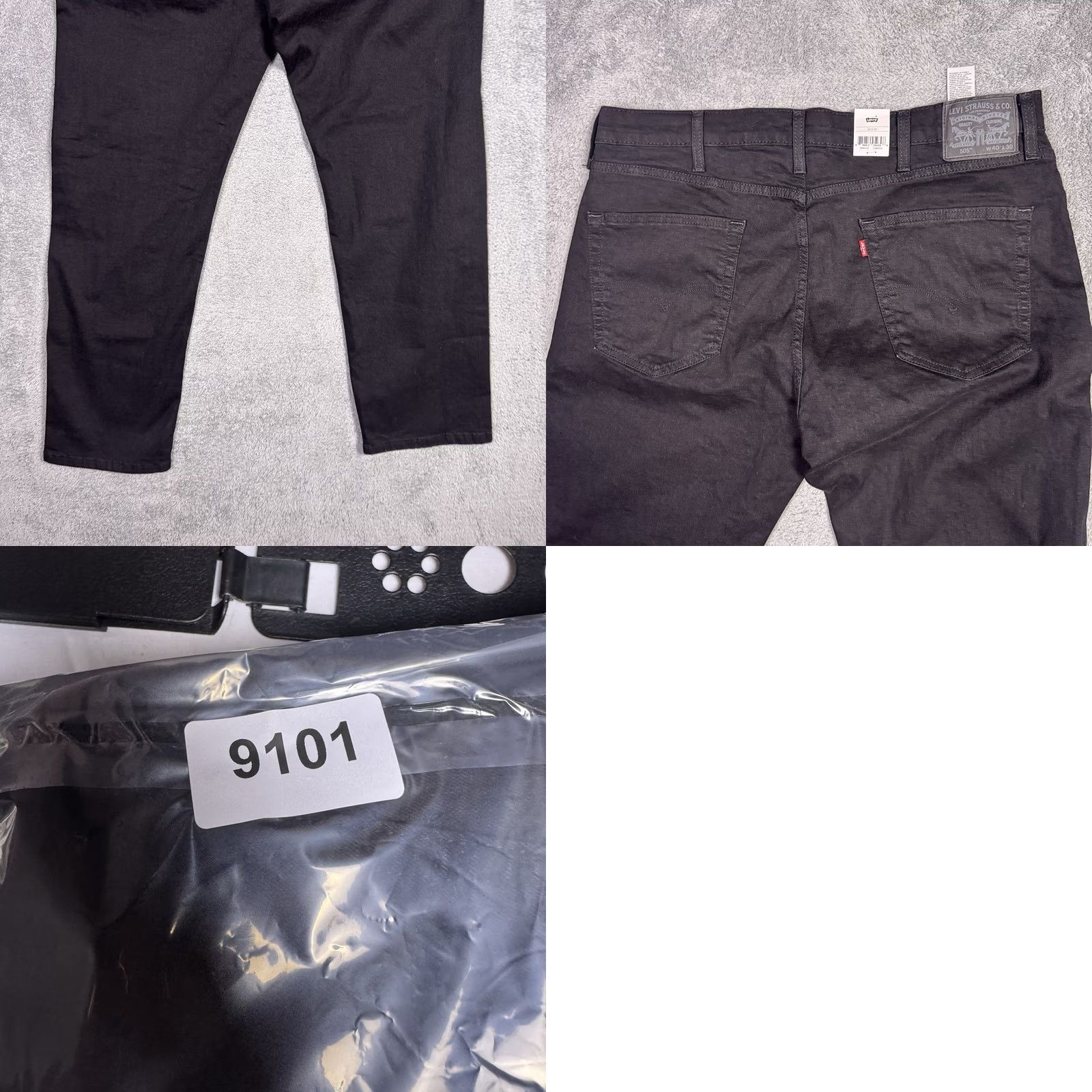 Levi's Levis 505 Jeans Mens 40x30 Regular Fit Flex Stretch Black Denim Performance Size US 40 / EU 56 - 8 Thumbnail