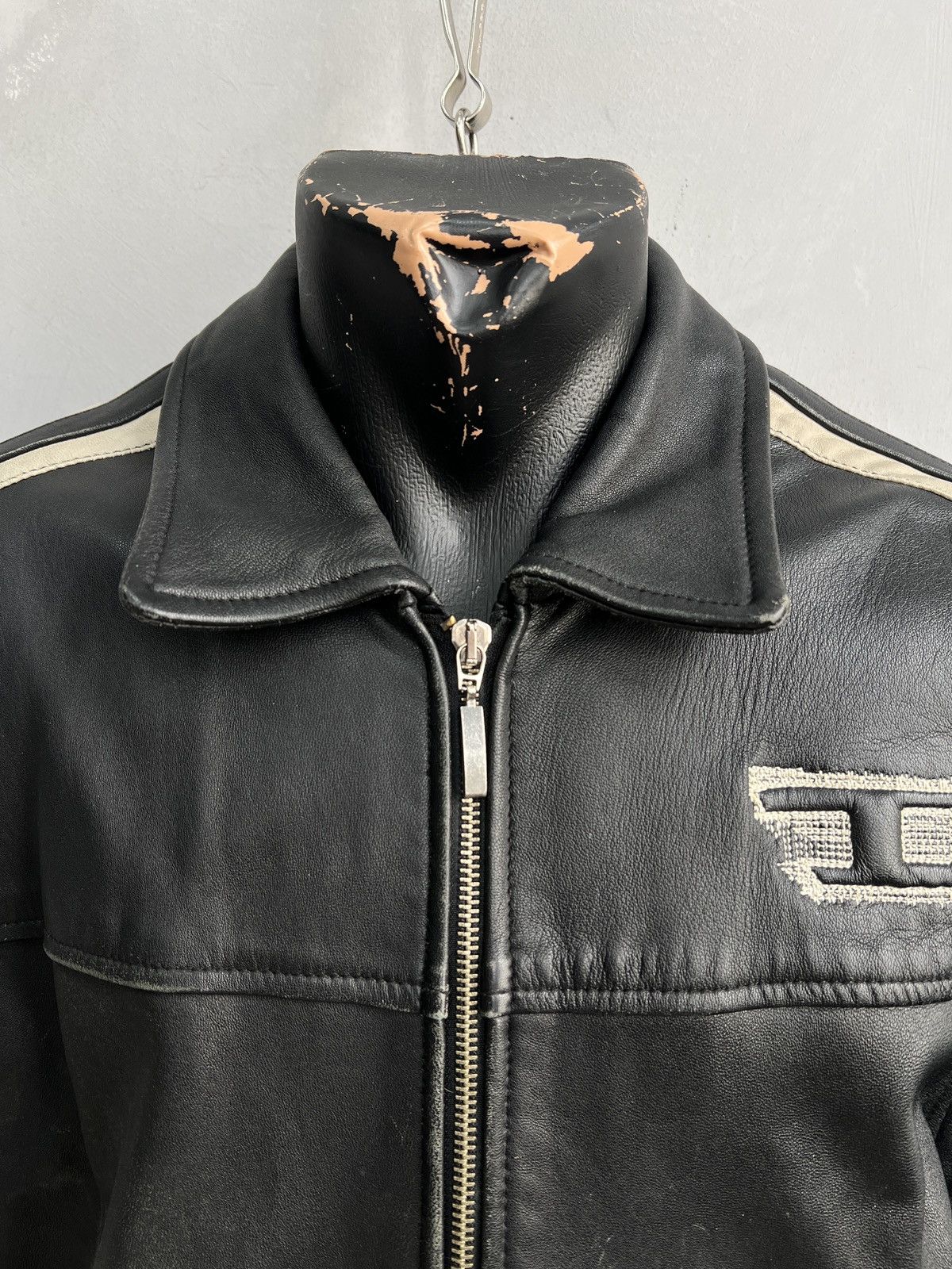 Diesel Diesel archive distressed leather y2k front logo jacket Size US L / EU 52-54 / 3 - 5 Thumbnail