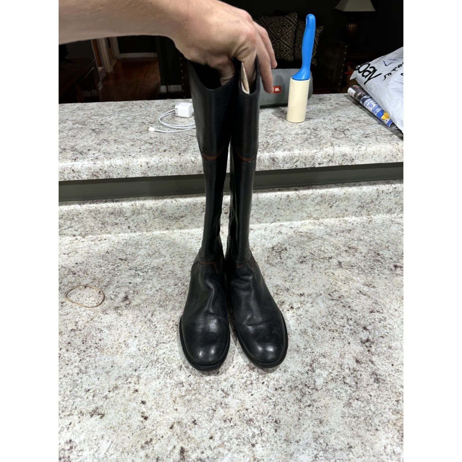Tory Burch Tory Burch Juliet 30 Mm Black Almond Equestrian Calf Riding Boots 6M Women Boots Leather Black 6 M Equestrian Style Size US 6 / IT 36 - 4 Thumbnail
