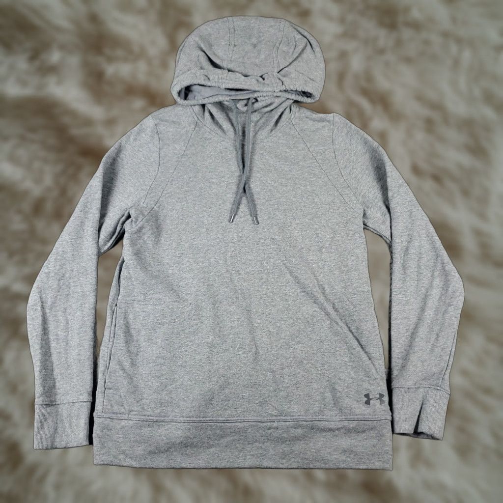 Under Armour Under Armour Hoodie Womens M Gray Pullover Sweatshirt Mock Neck Logo Pockets All Seasons Hooded Regular Fit Size M / US 6-8 / IT 42-44 - 1 Thumbnail