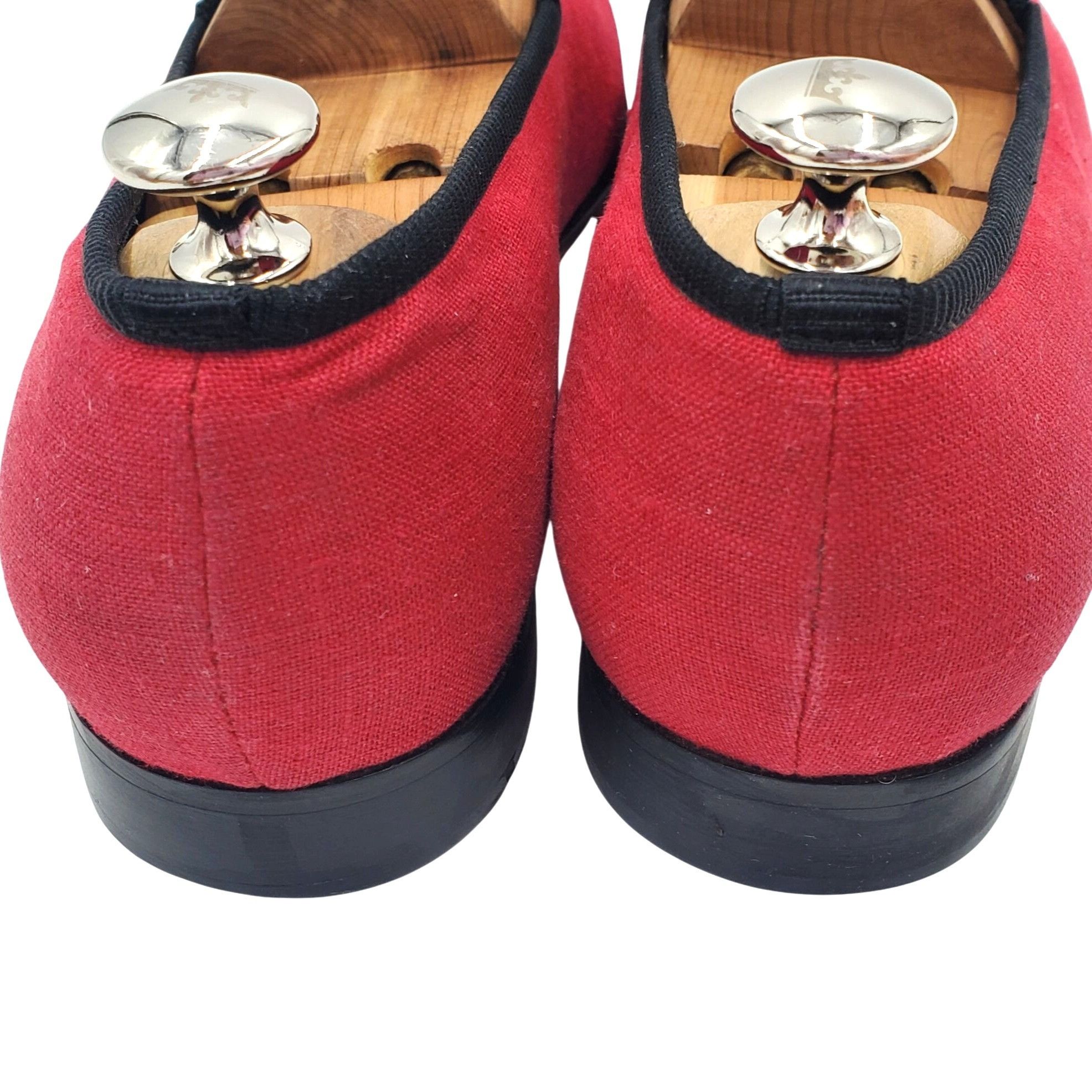 Del Toro Italy Del Toro Men's 10 Red Black Canvas Leather Slip on Loa Size US 10 / EU 43 - 4 Thumbnail