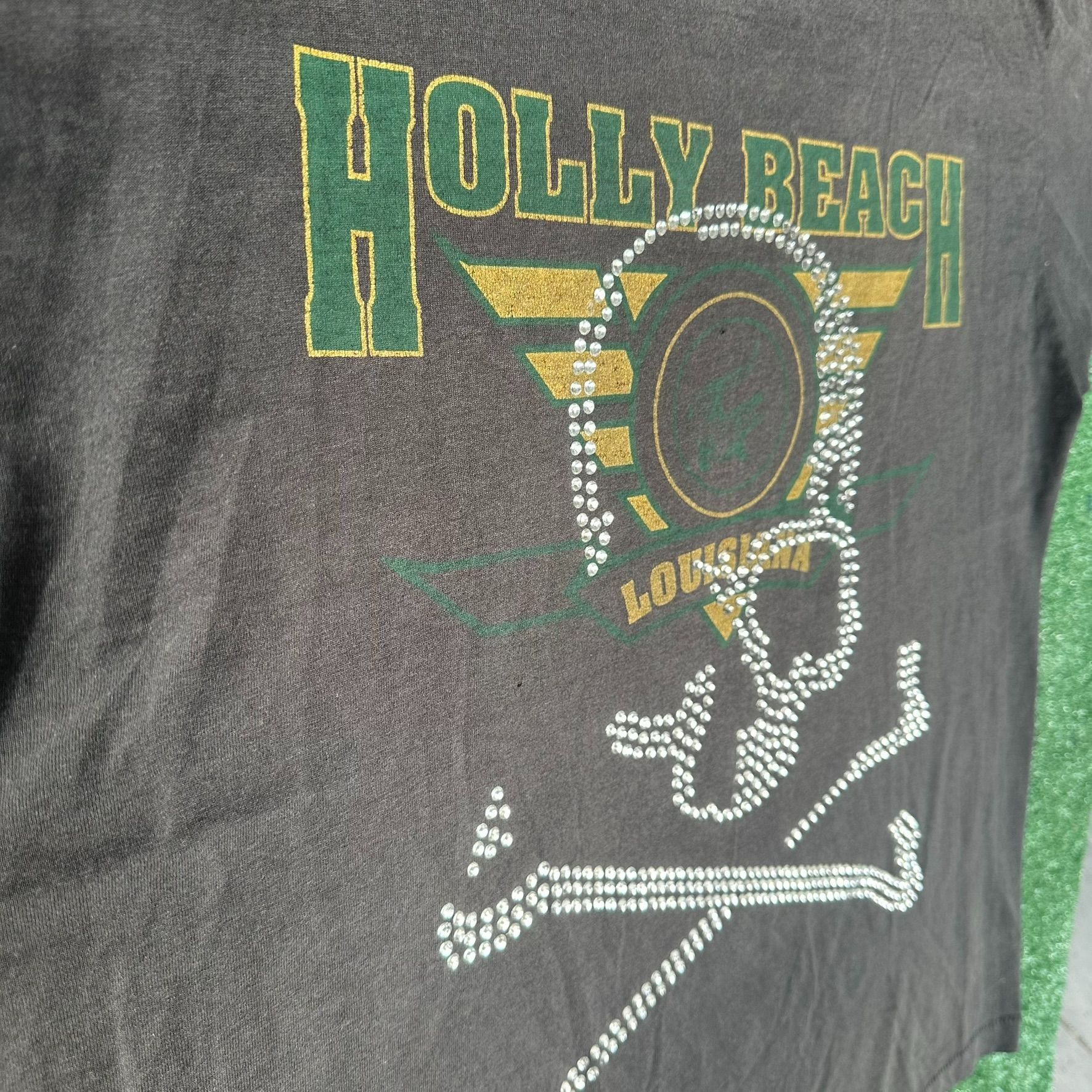 Vintage Vintage 90s Holly Beach Louisiana Skull T-Shirt Black XL Bed Size US XL / EU 56 / 4 - 4 Thumbnail