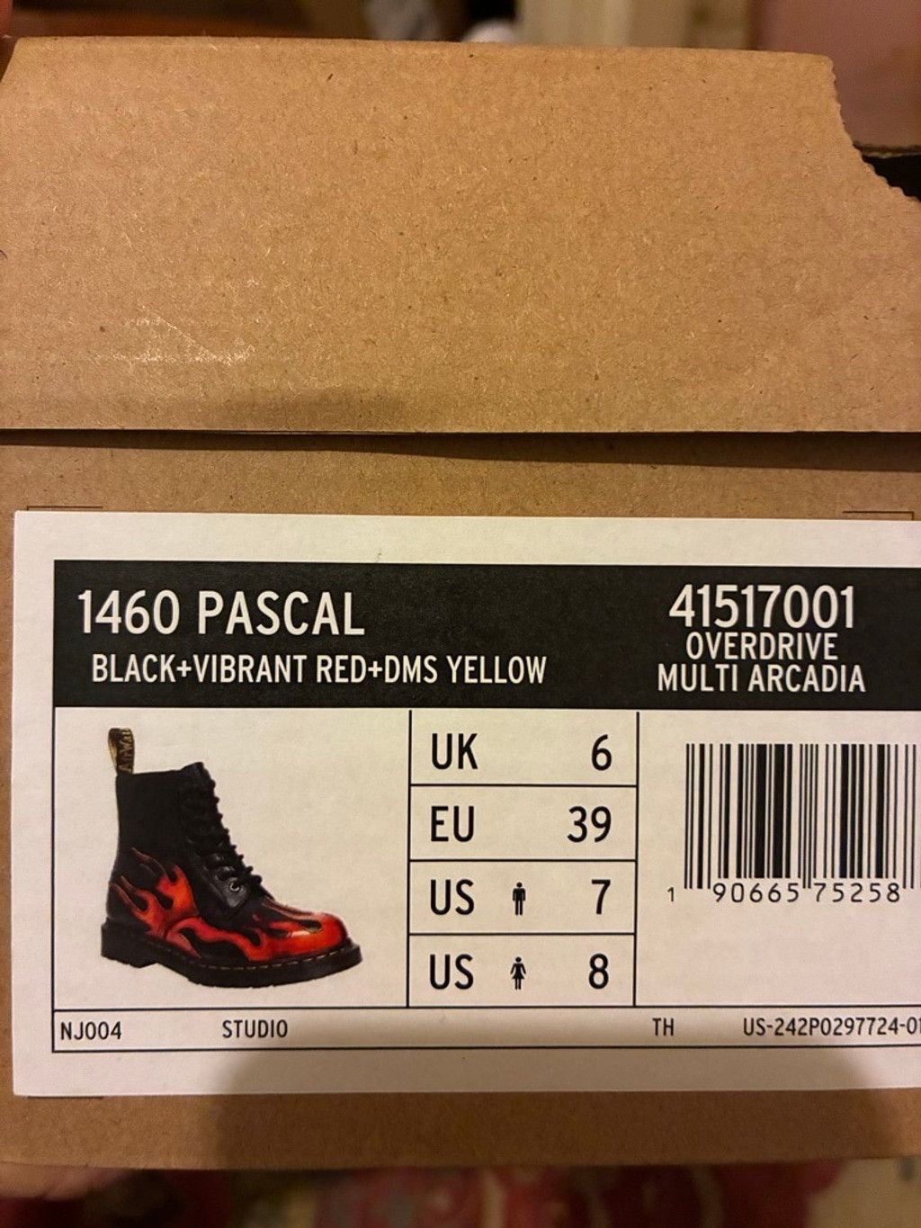 Dr. Martens Dr. Martens 1460 Pascal Flame Boots Black Red US 8 Size US 8 / IT 38 - 5 Thumbnail