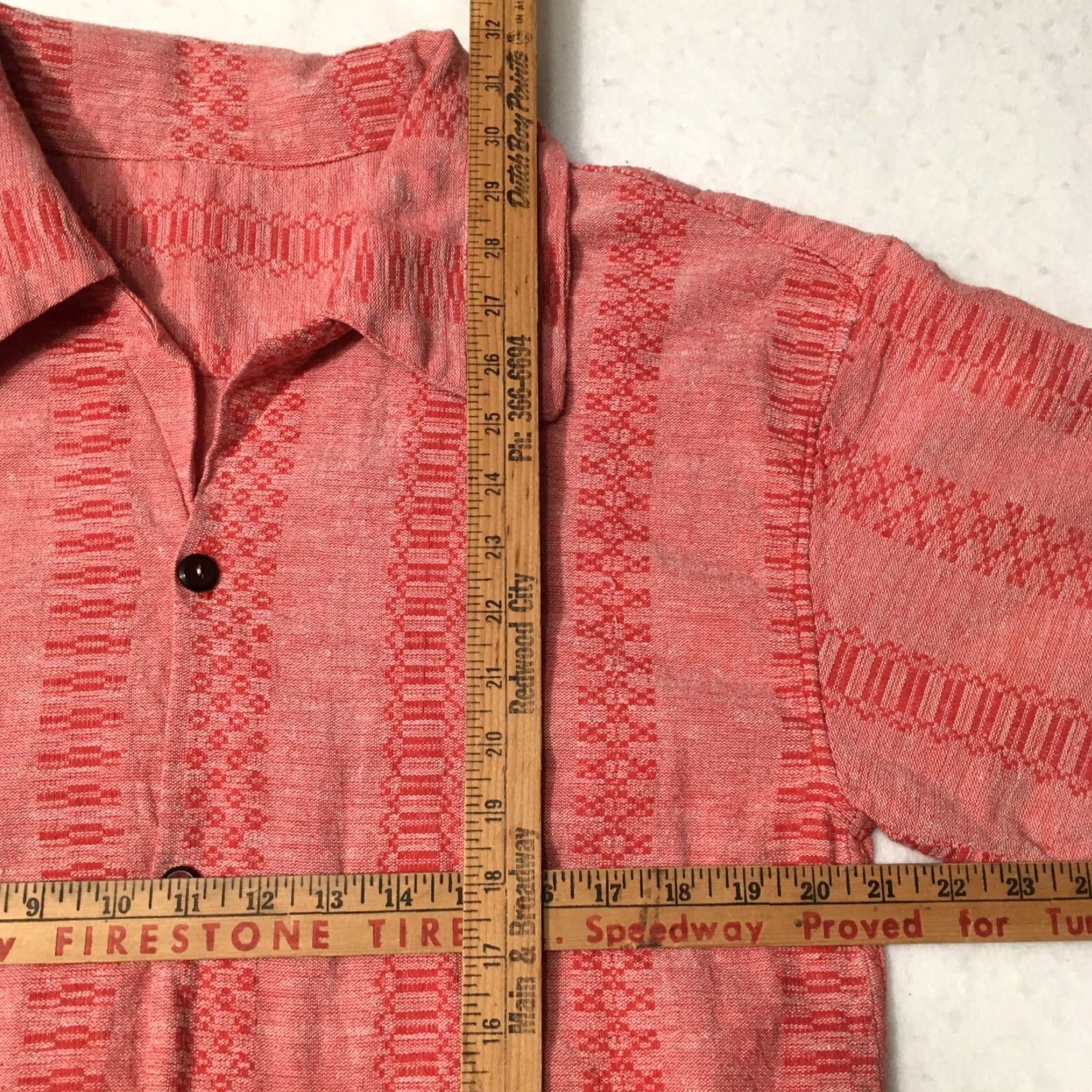 Vintage VINTAGE Herringbone Shirt XL Slim Button-Up Casual Men Short Sleeve Collared Spread Knit/Blends Shirt Size US XL / EU 56 / 4 - 4 Thumbnail