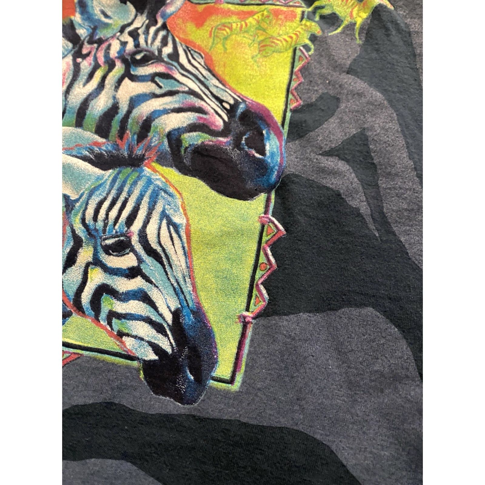 Hanes VINTAGE 90s Hanes Beefy-T Zebra Graphic T-Shirt Fort Worth Zoo Blue 2XL Men Size US XXL / EU 58 / 5 - 6 Thumbnail