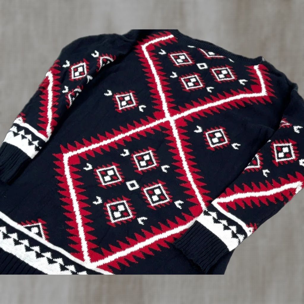 Ralph Lauren Lauren Ralph Lauren Sweater Women M Black Red Knit Aztec Tribal Southwest Z Geometric Pattern Henley All Seasons Autumn Winter Spring Vintage No Size M / US 6-8 / IT 42-44 - 1 Thumbnail