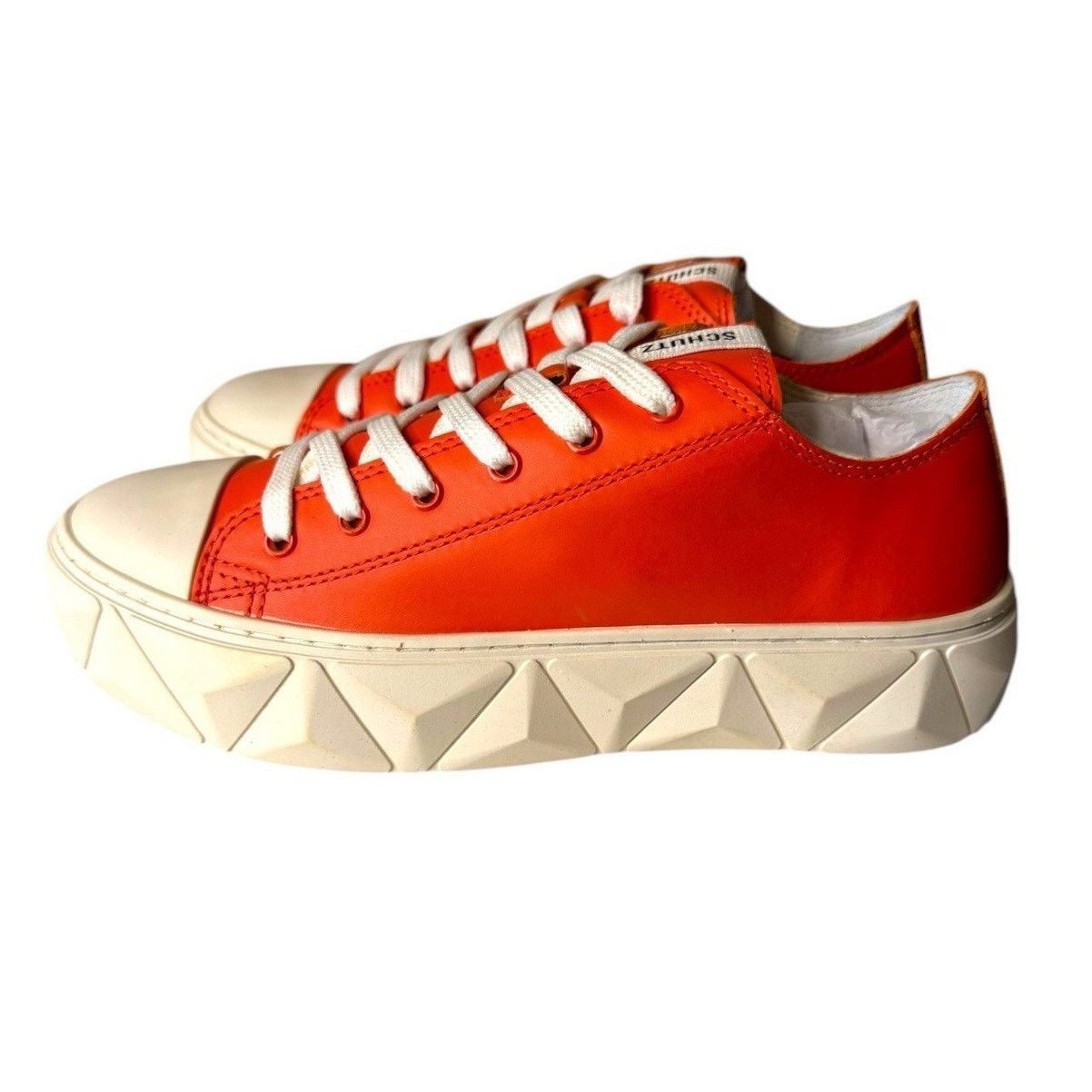 SCHUTZ Schutz NEW Leather Lace Up Sneakers Energy Gianni Orange Size US 8.5 / IT 38.5 - 6 Thumbnail