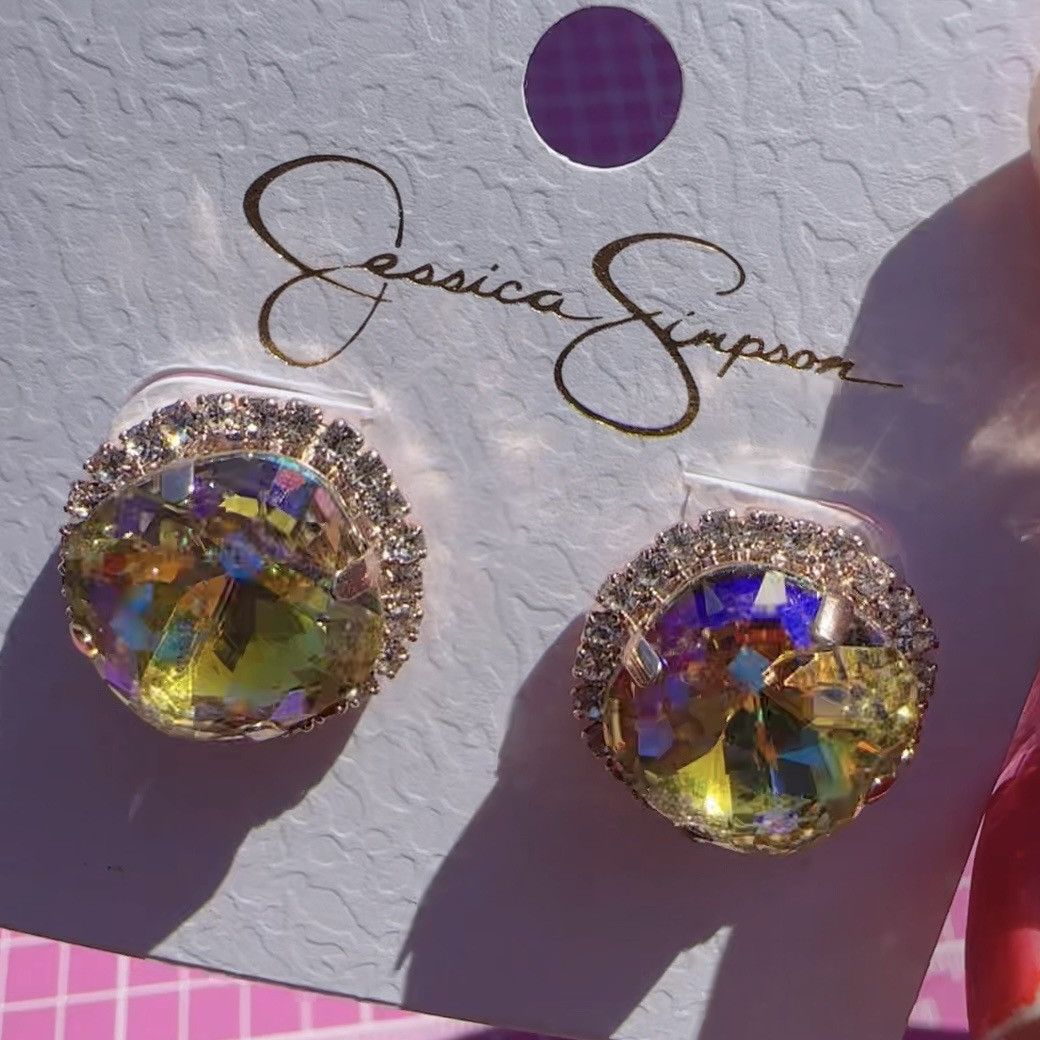 Designer Jessica Simpson gold tone colorful crystal stone reflective Size ONE SIZE - 2 Thumbnail