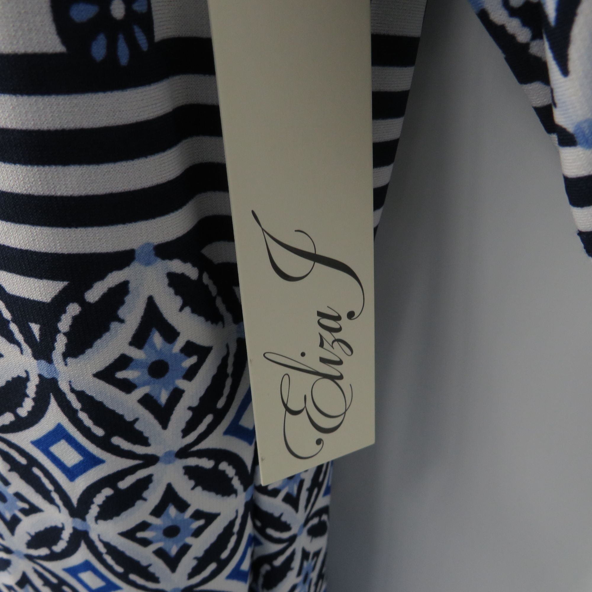 Other Eliza J Blue White Geometric Pattern Short Sleeve Dress Size Size XL / US 12-14 / IT 48-50 - 5 Thumbnail