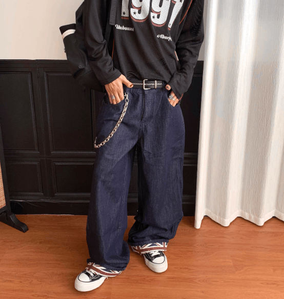 Other Selvedge Wide Leg Raw Denim Jeans with Union Jack Detail Size US 30 / EU 46 - 4 Thumbnail