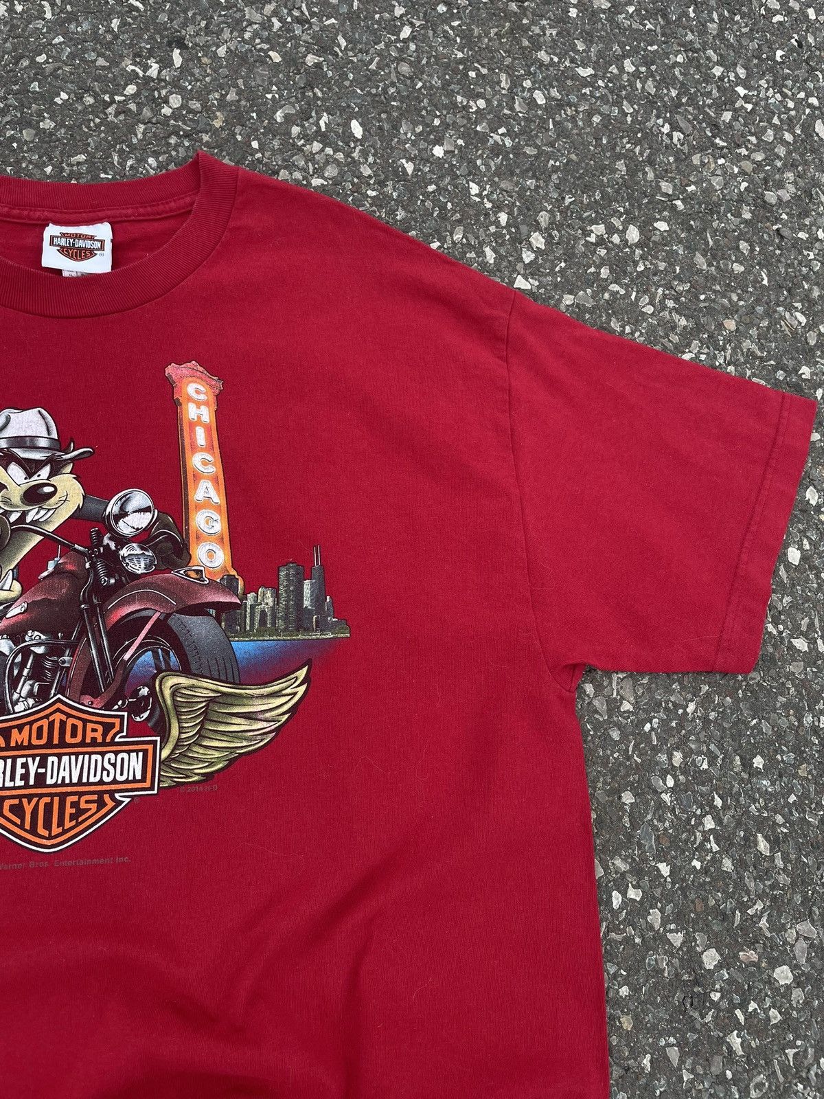 Harley Davidson × Vintage × Warner Bros Looney Tunes Taz Harley Davidson Chicago Tee Vintage Size US XL / EU 56 / 4 - 3 Thumbnail
