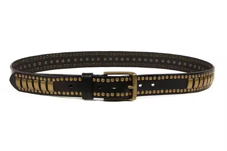 Japanese Brand 120 cm Outdoor retro punk rock studded leather belt Size ONE SIZE - 5 Thumbnail