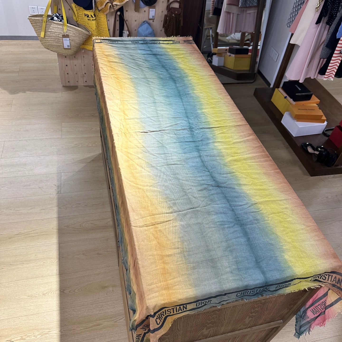 Christian Dior Monsieur Dior rainbow tie-dye logo scarf U cotton Size ONE SIZE - 1 Thumbnail