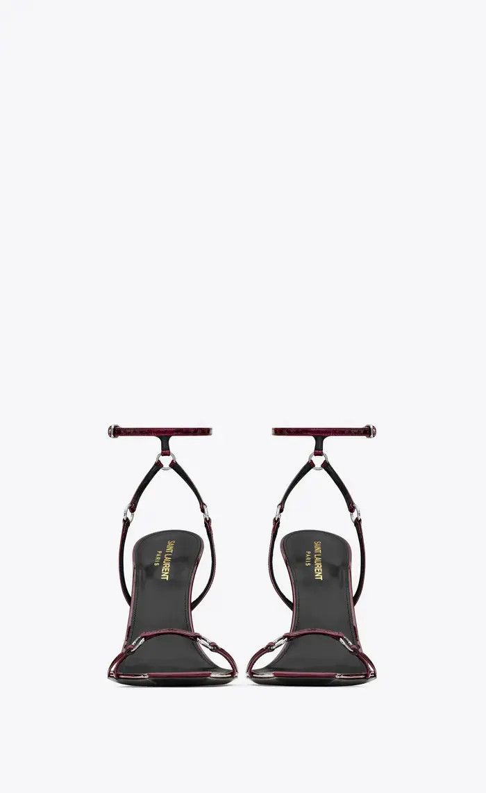 Saint Laurent Paris oc11z1225 755337 Nova Sandals Patent Leather in Burgundy Size US 10 / IT 40 - 2 Thumbnail