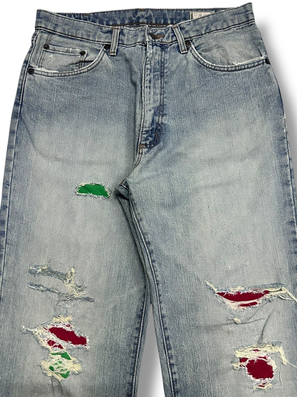 Wrangler Authentic Wrangler Baggy Jeans With Patch Distressed Faded Size US 31 - 4 Thumbnail