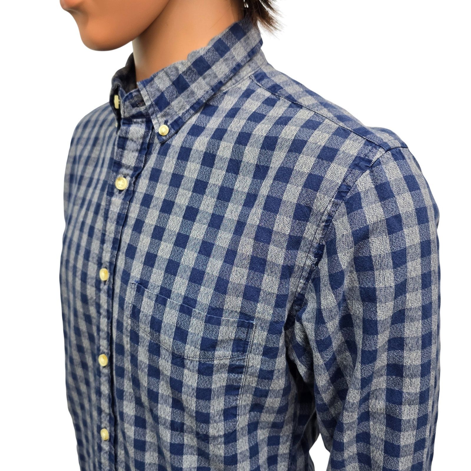 J.Crew J.Crew Jaspe Cotton Shirt Men M Blue Gray Gingham Slim L/S Size US M / EU 48-50 / 2 - 8 Thumbnail