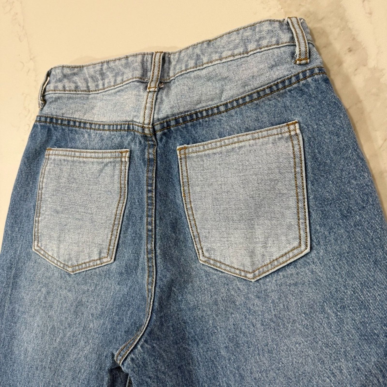 PRINCESS POLLY Princess Polly Two-Tone HR Mom Jeans Straight Leg Womens 6 Size 28" / US 6 / IT 42 - 8 Thumbnail