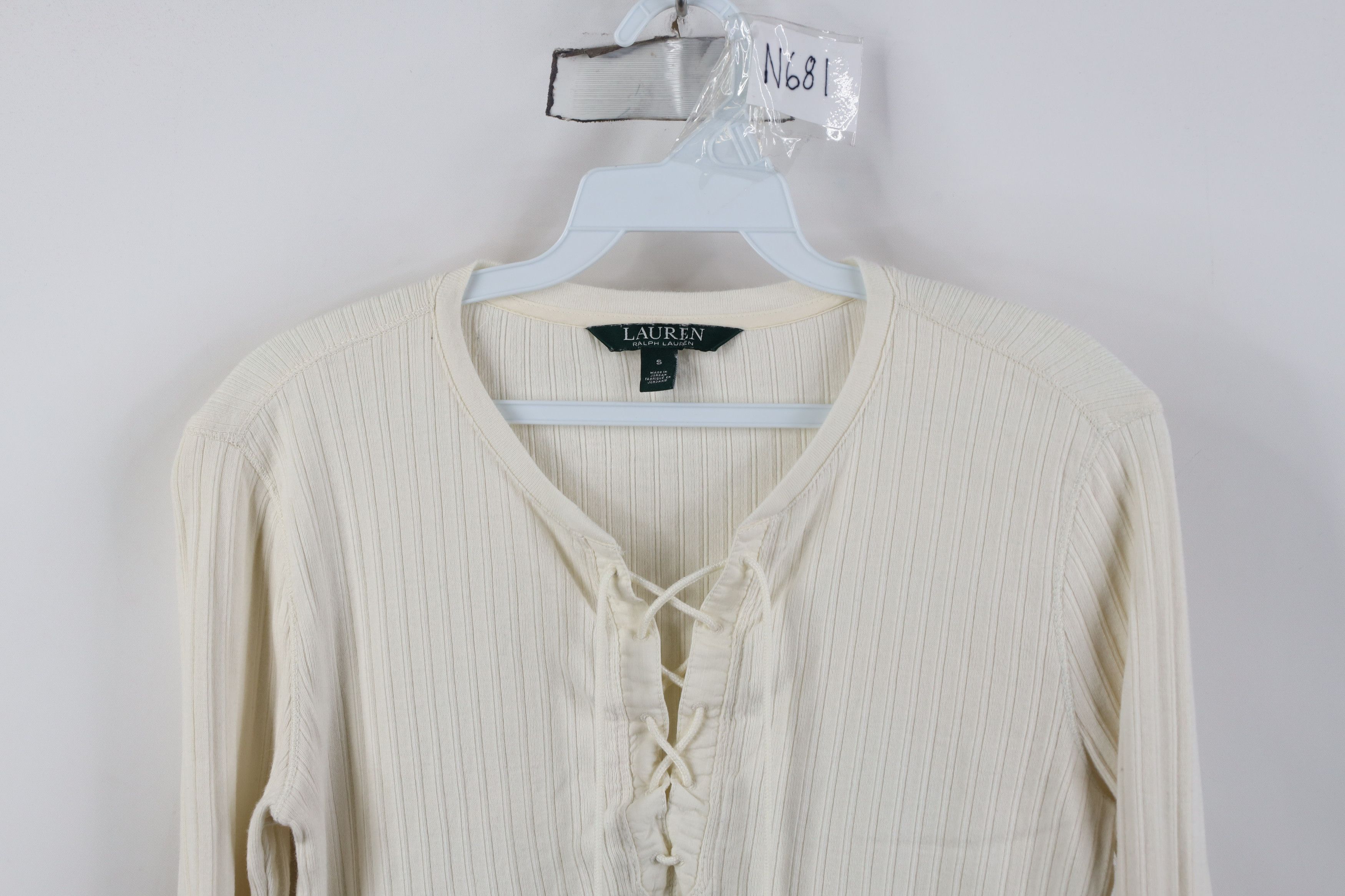 Polo Ralph Lauren Vintage 90s Y2K Ralph Lauren Ribbed Knit Tie Lace T-Shirt Size S / US 4 / IT 40 - 2 Thumbnail