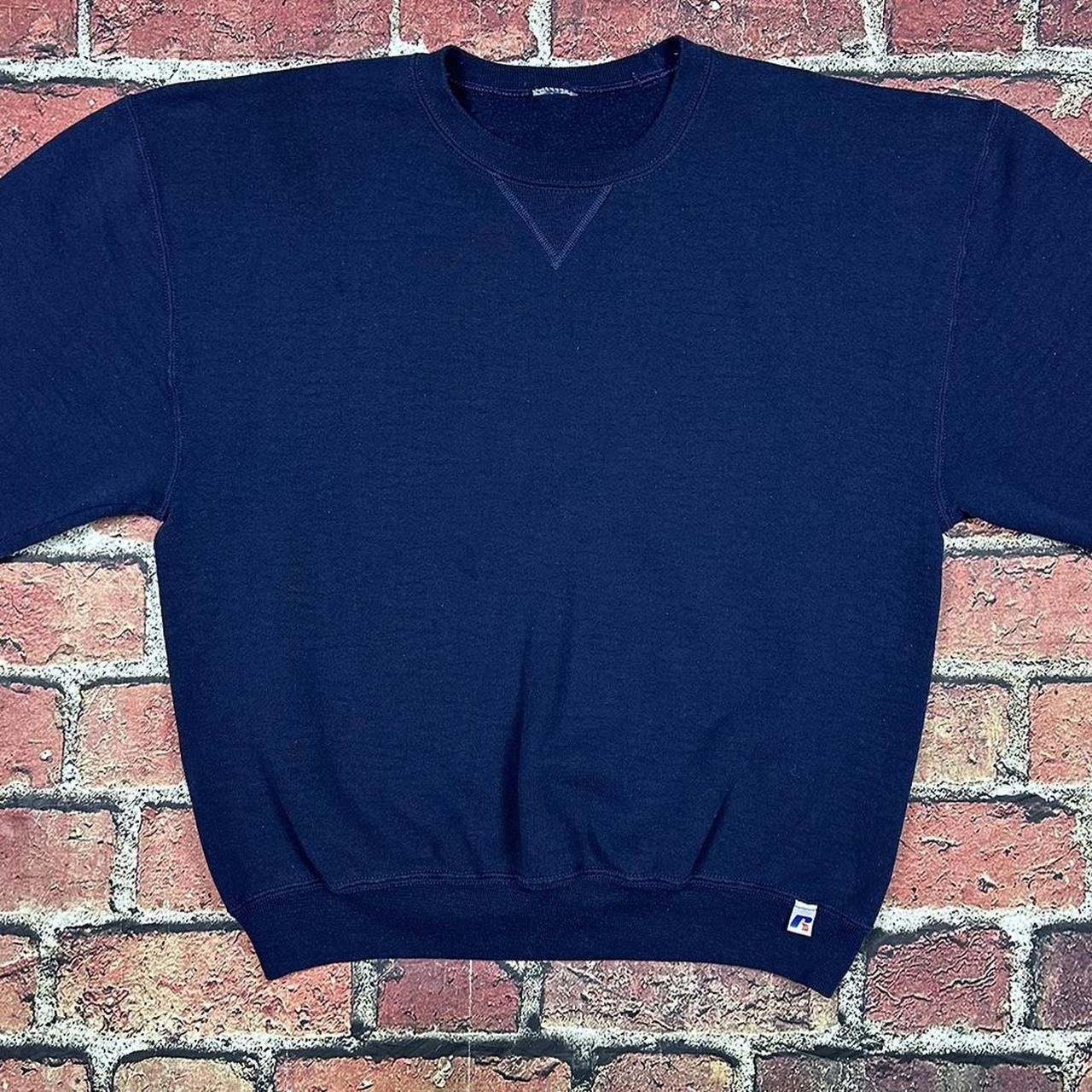 Russell Athletic Vintage Russell Athletic Sweatshirt Navy Blue Blank Crewneck Size US L / EU 52-54 / 3 - 2 Thumbnail