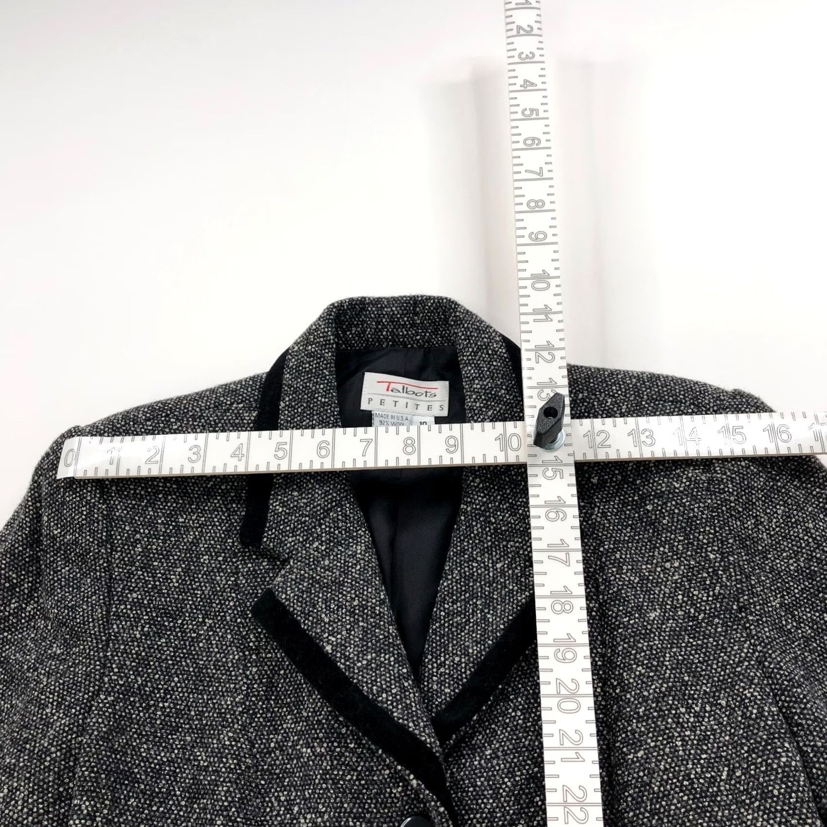 Talbots VINTAGE Talbots Petites 10 Blazer Jacket Black Gray Wool Blend 3 Button Womens Size L / US 10 / IT 46 - 5 Thumbnail