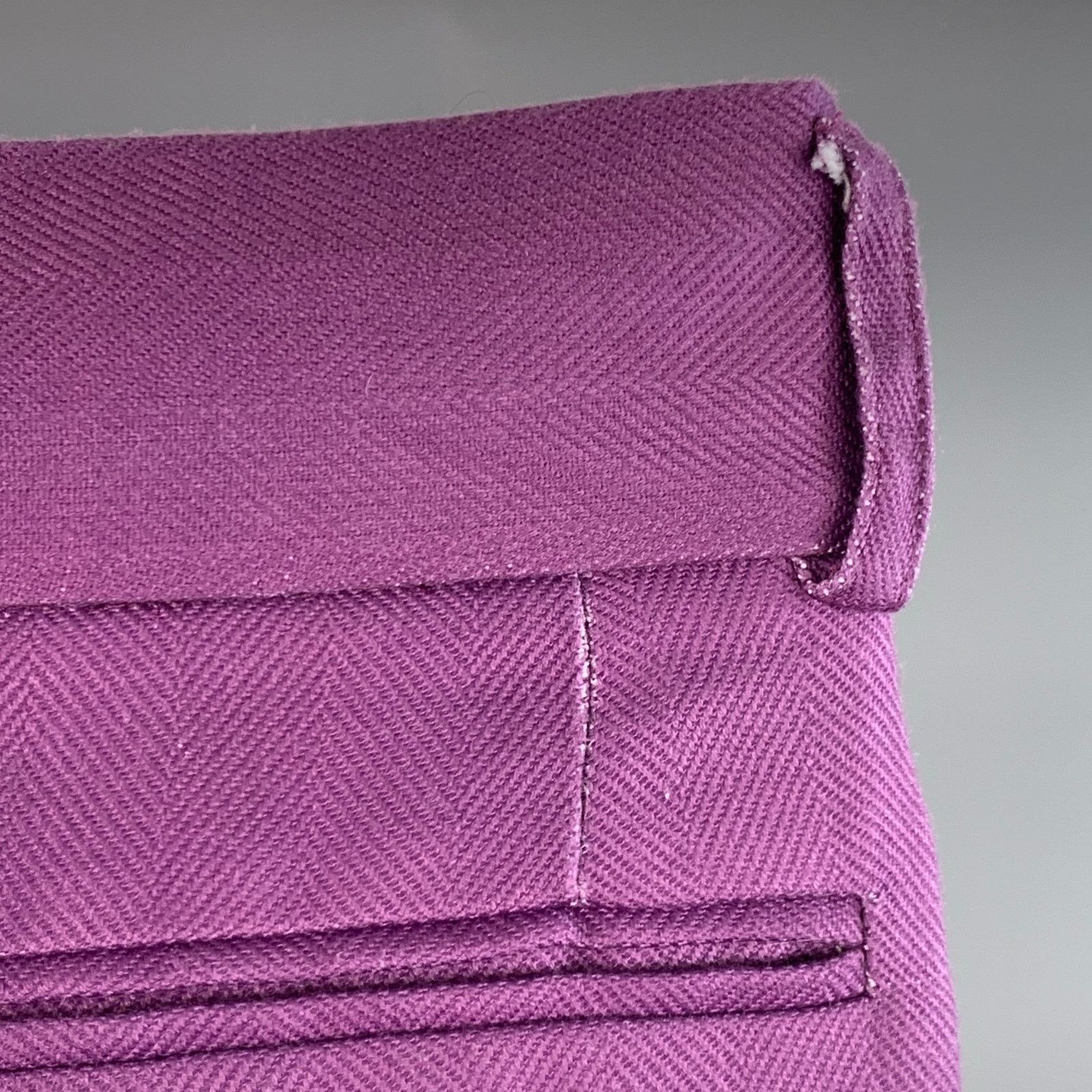 Other Size 32 Purple Polyester Herringbone Pleated Dress Pants Size US 32 / EU 48 - 6 Thumbnail