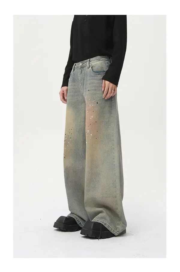 Japanese Brand VIBE Street style distressed dirty ink-splashed jeans Size US 32 / EU 48 - 6 Thumbnail