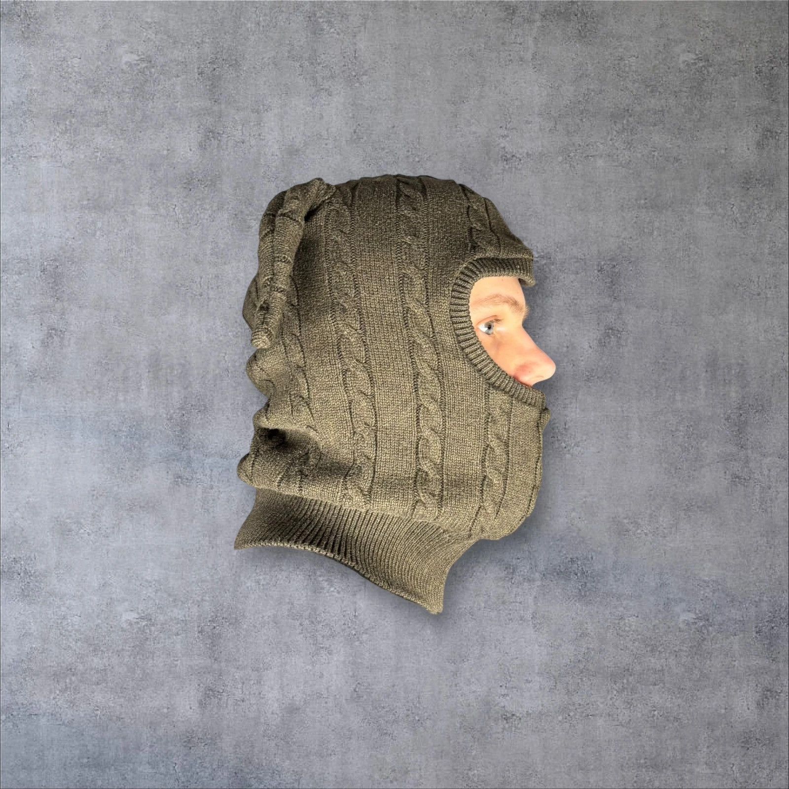 Japanese Brand Cable Knit Balaclava Hat Size ONE SIZE - 8 Thumbnail