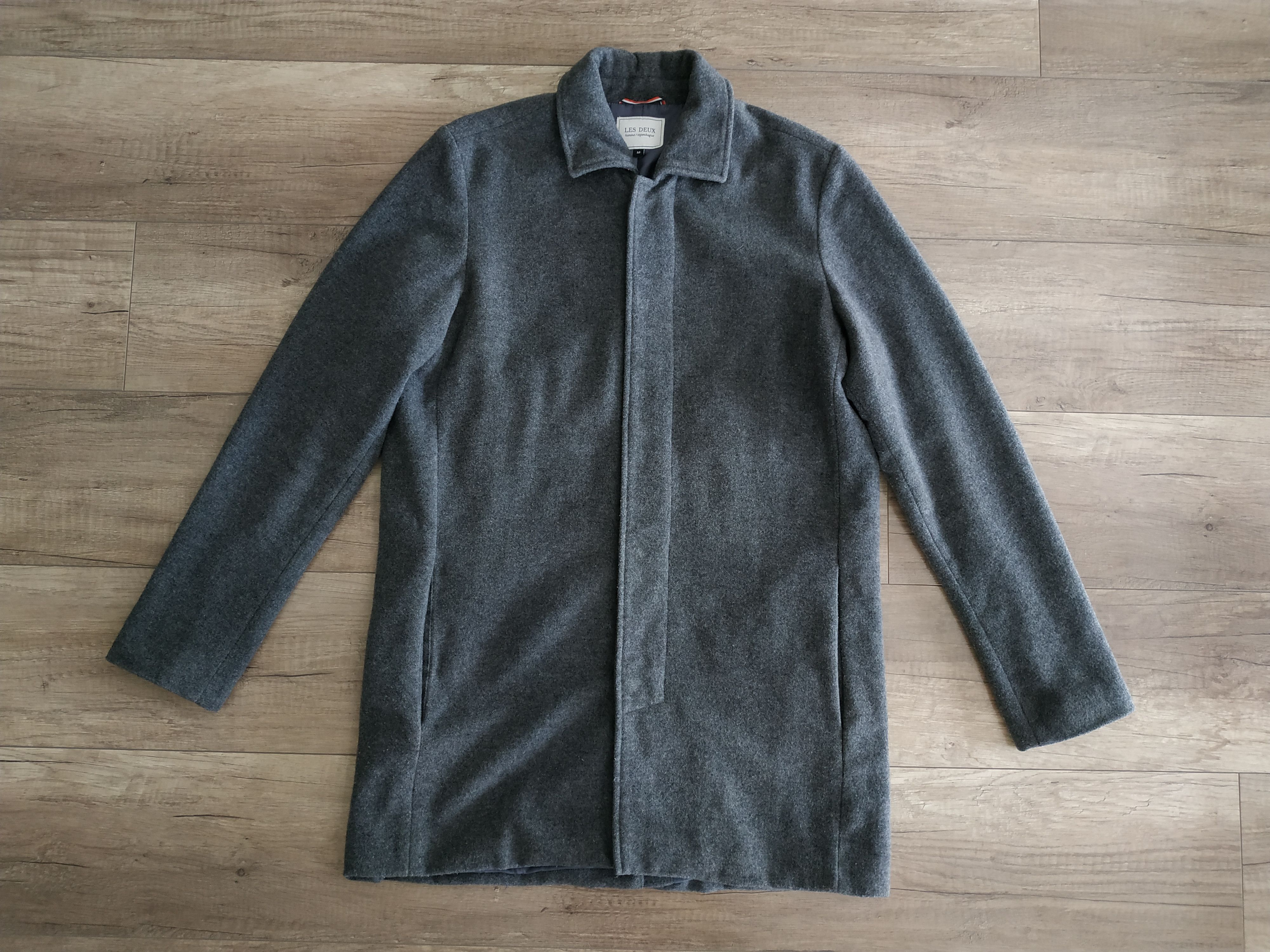 Les Deux Les Deux Men's Grey Wool Coat/ Trenchcoat, s. MEDIUM Size US M / EU 48-50 / 2 - 1 Thumbnail