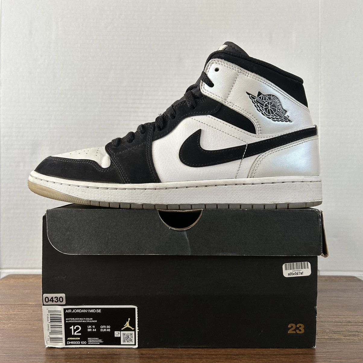 Nike Nike Air Jordan 1 Mid Diamond Shorts Black and White Men 12 Size US 12 / EU 45 - 2 Thumbnail