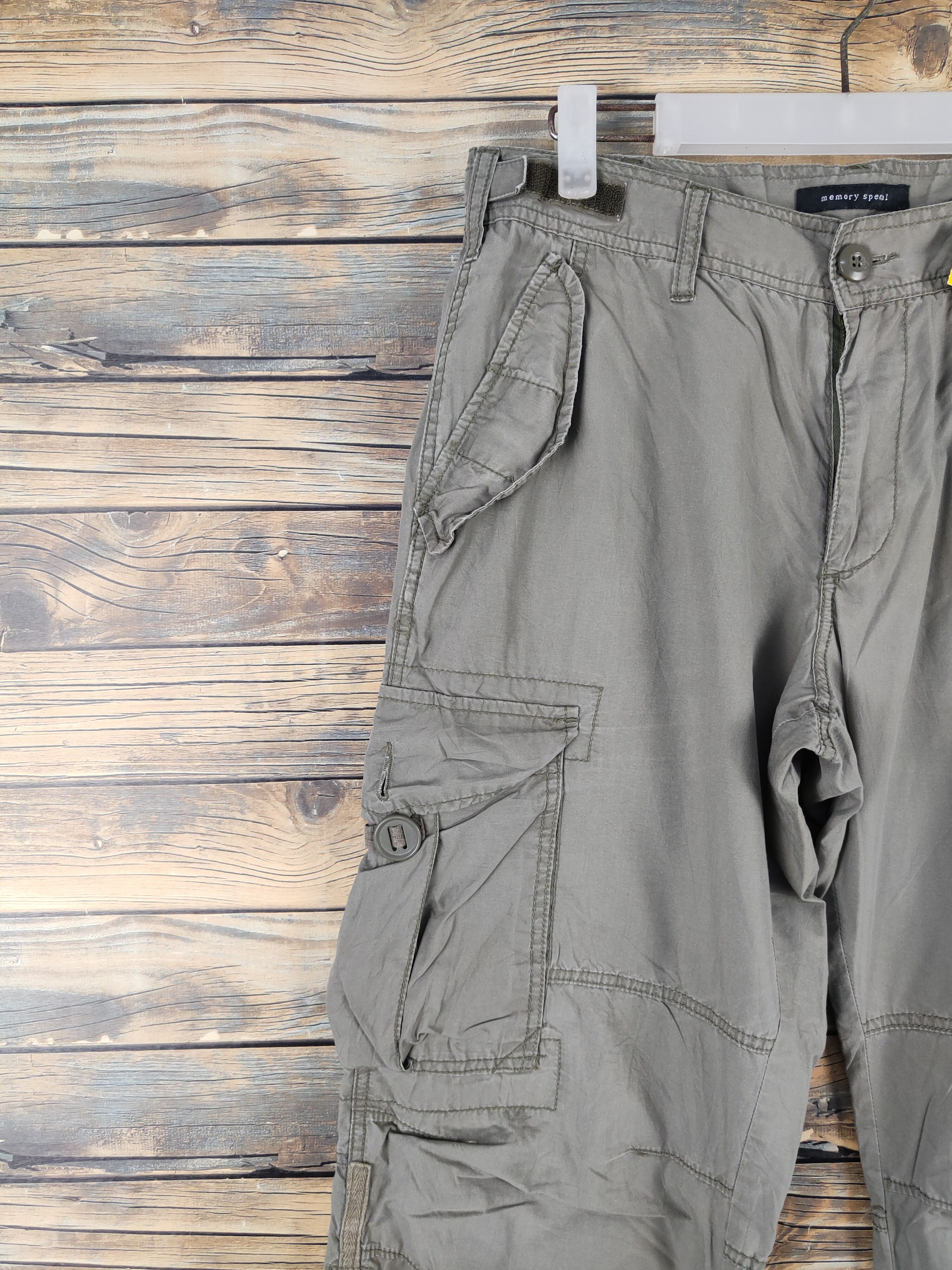 Japanese Brand Memory Special Olive Multipocket Tactical Cargo Pants #W2093 Size US 31 - 3 Thumbnail
