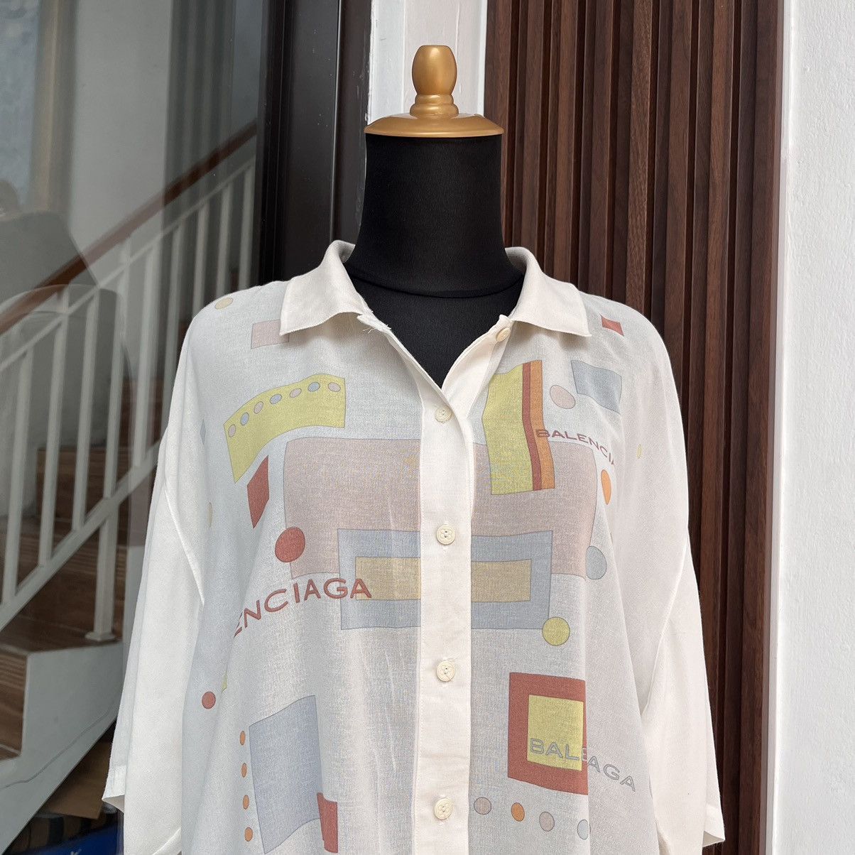 Balenciaga ⚡️Verry Rare Balenciaga Button Ups Big Script Logo100% Rayon Size US L / EU 52-54 / 3 - 4 Thumbnail