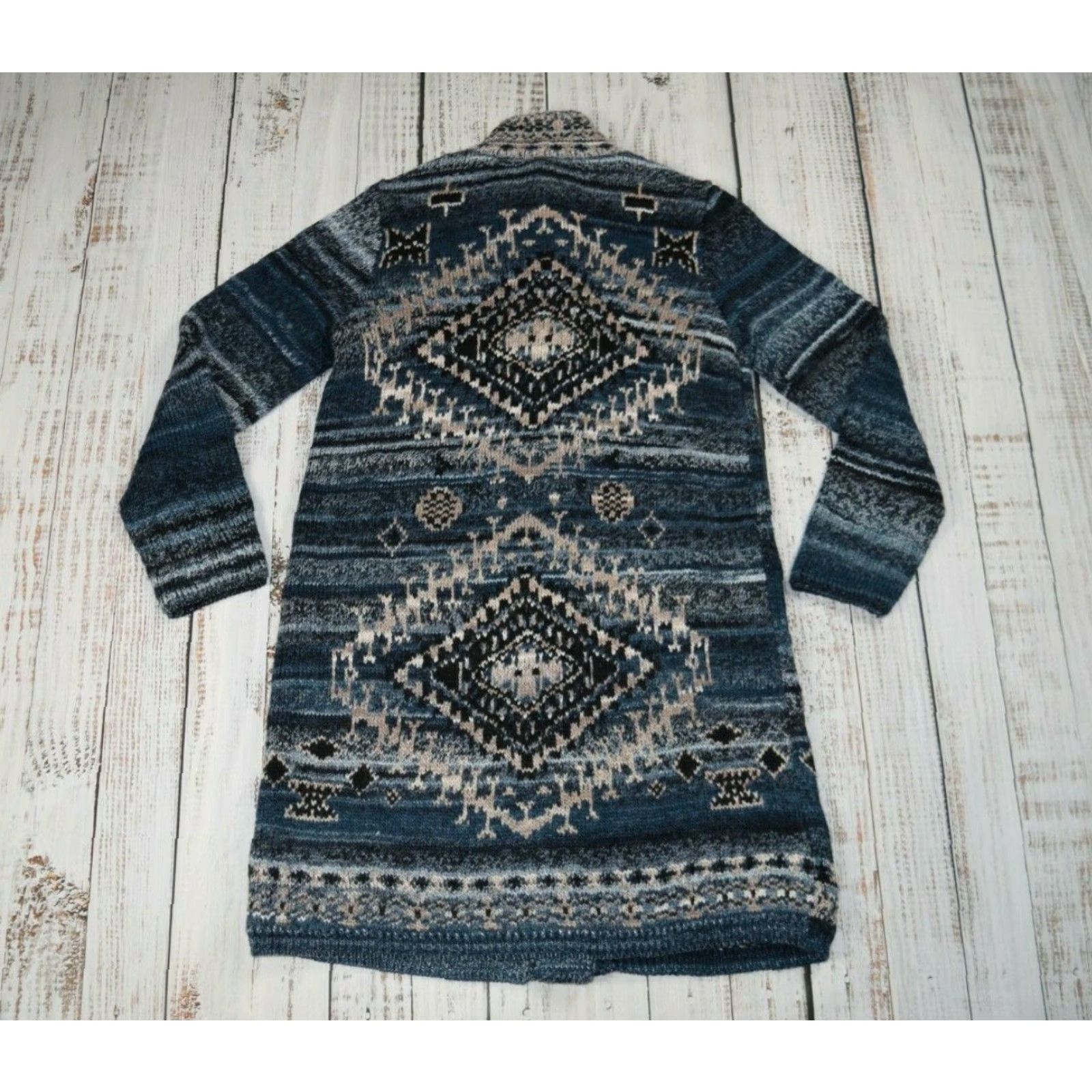 J. Jill J. Jill Fair Isle Nordic Knit Midi Sweater Dress - Women XS Gray/Blue Holiday Nordic - Dress Womens Size XS / US 0-2 / IT 36-38 - 8 Thumbnail