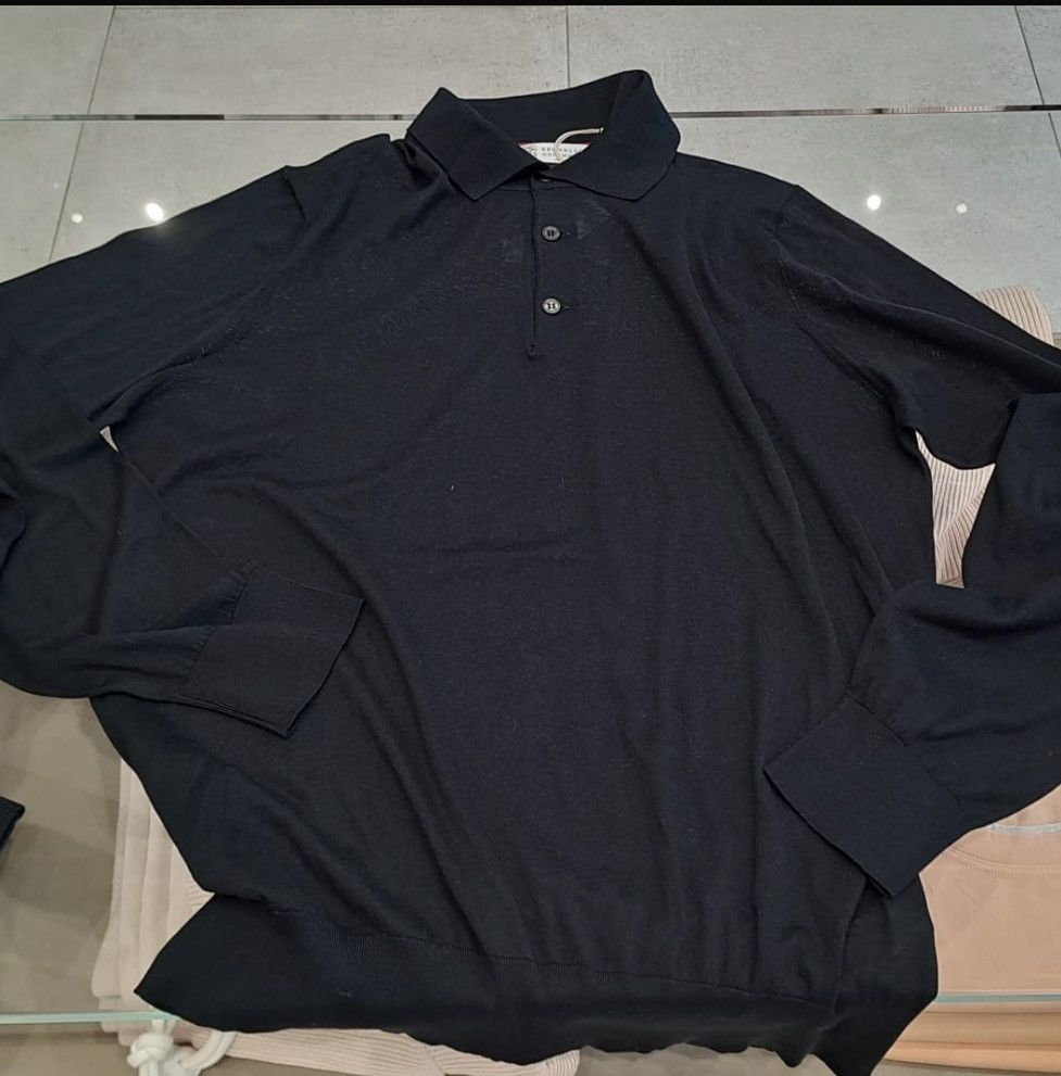 Brunello Cucinelli Polo Sweater in Black Size US M / EU 48-50 / 2 - 1 Thumbnail