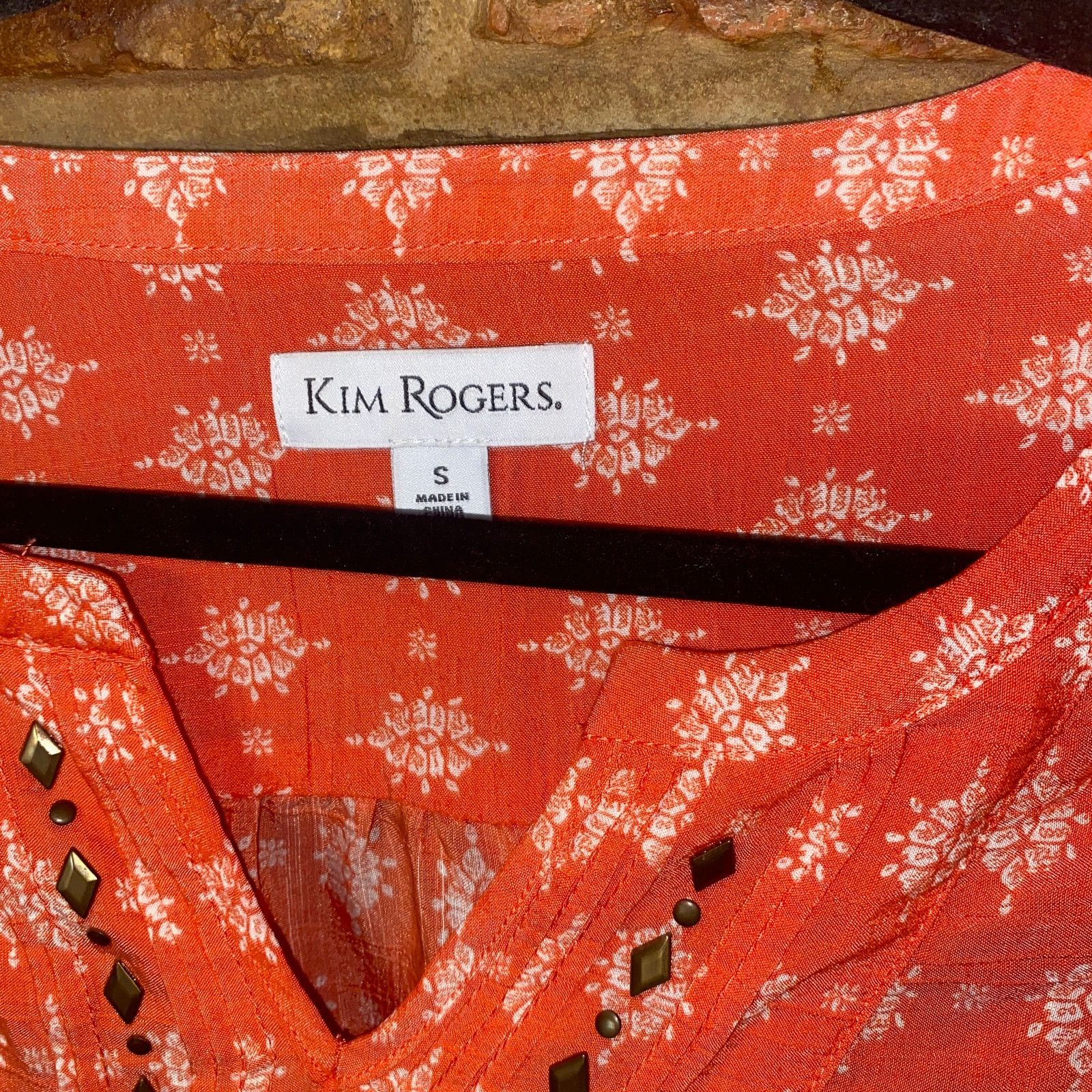 Other Kim Rogers Coral White Print Embellished Blouse Size Small Size S / US 4 / IT 40 - 4 Thumbnail