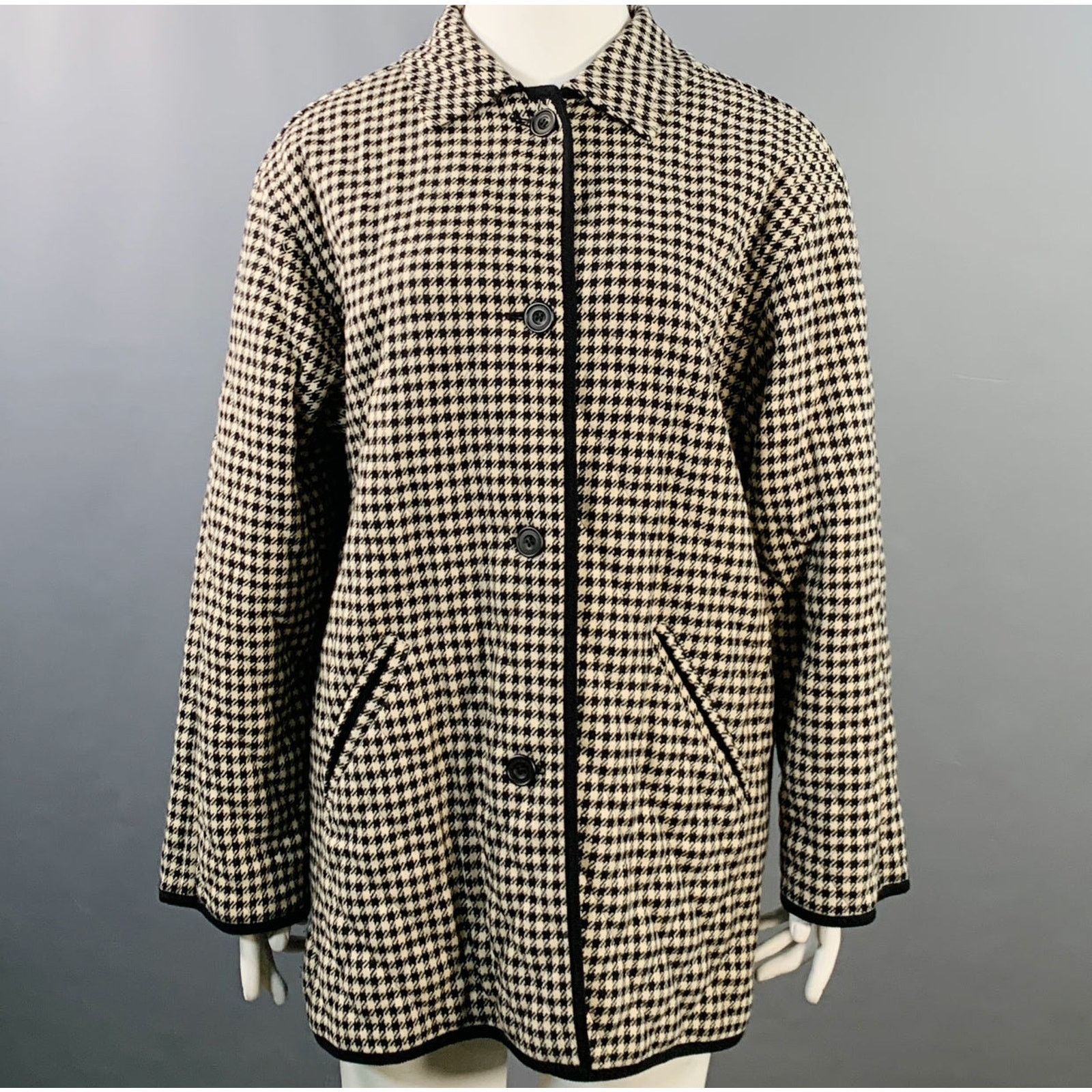 Aquascutum AQUASCUTUM Beige Wool Houndstooth Quilted Buttoned Jacket Size XL / US 12-14 / IT 48-50 - 1 Thumbnail