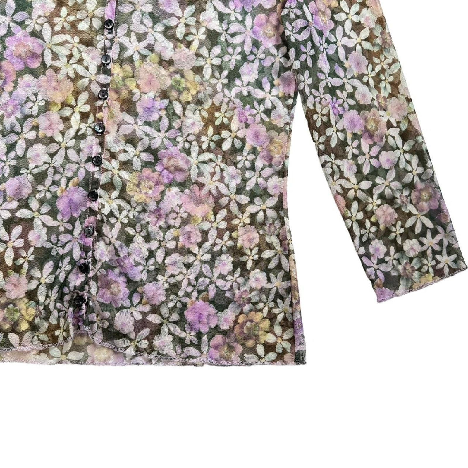 Other Coast Sheer Mesh Floral Button Up Blouse Top UK Size 14 Size L / US 10 / IT 46 - 4 Thumbnail