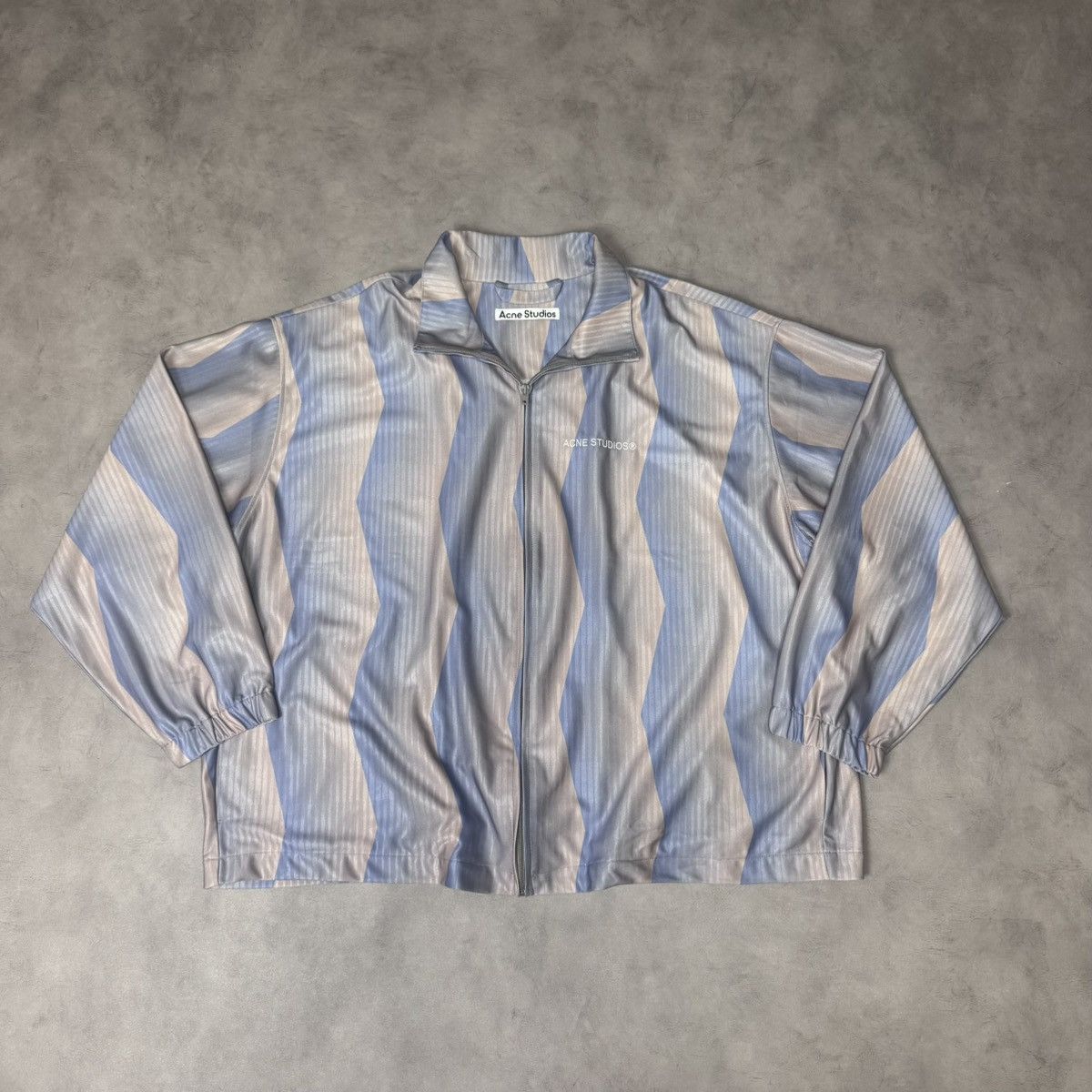 Acne Studios Acne Studios Men's Blue & Beige Jacquard Zipper Jacket - L Size US L / EU 52-54 / 3 - 1 Thumbnail