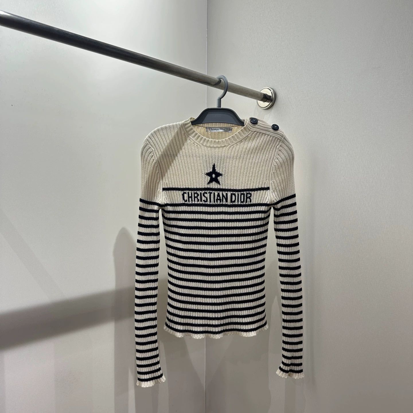 Christian Dior Monsieur Dior feb266 striped star shoulder buckle knit 38 Size S / US 4 / IT 40 - 1 Thumbnail