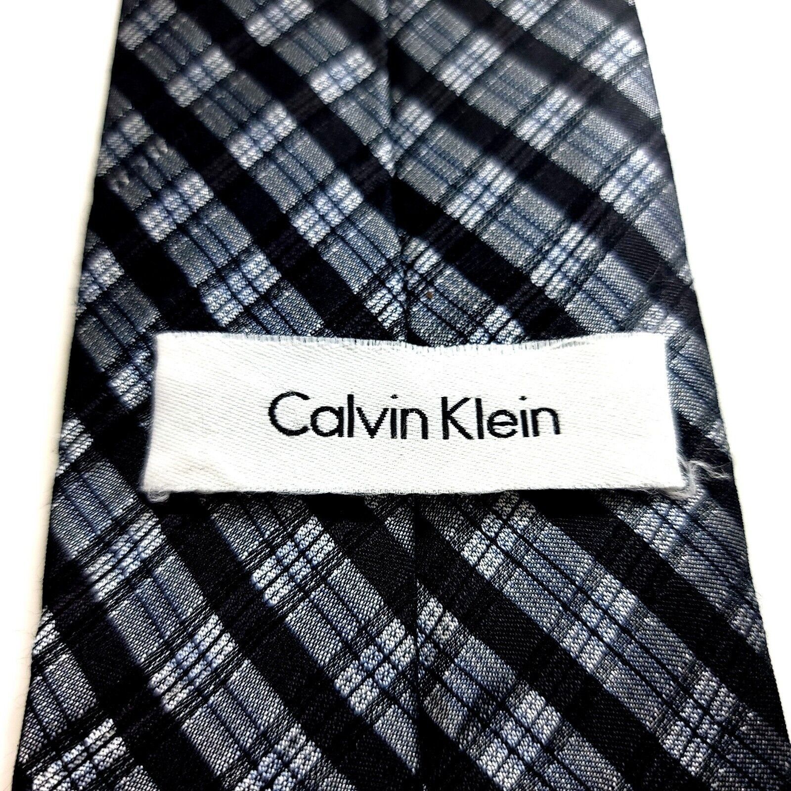 Calvin Klein Calvin Klein Gray Black Plaid Woven Silk Tie Size ONE SIZE - 3 Thumbnail