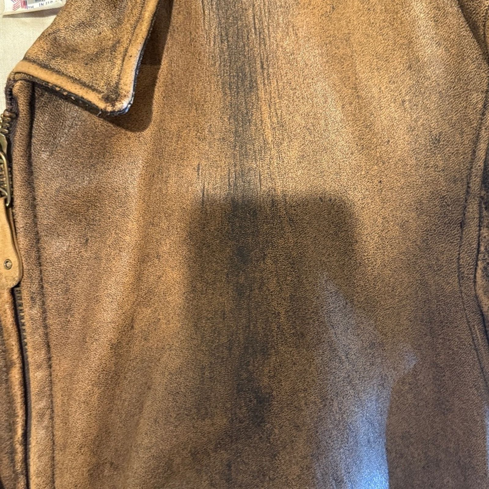 Other Vintage Men's brown distressed, bomber flight jacket size 48 Size US L / EU 52-54 / 3 - 8 Thumbnail