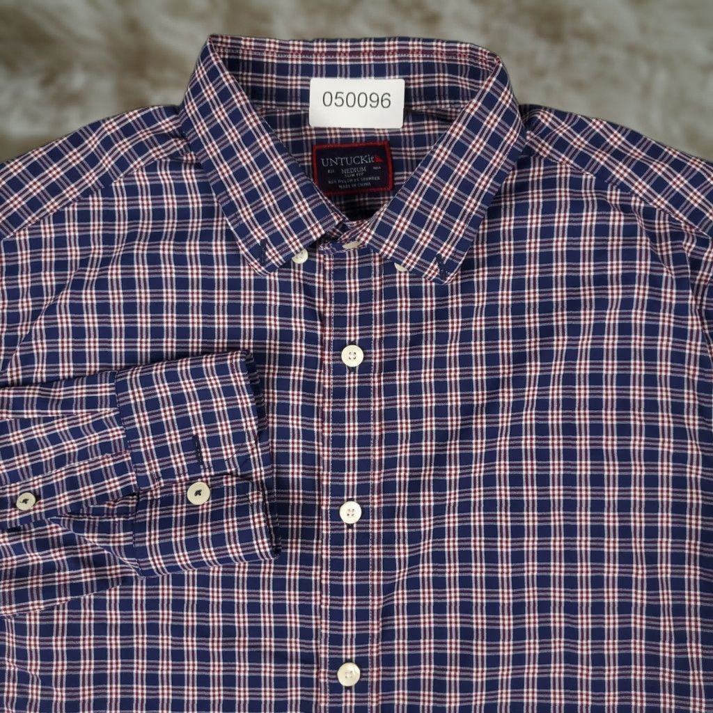 UNTUCKit UNTUCKit Blue Plaid Button-Up Shirt Mens Medium Long Sleeve Casual Woven Size US M / EU 48-50 / 2 - 1 Thumbnail