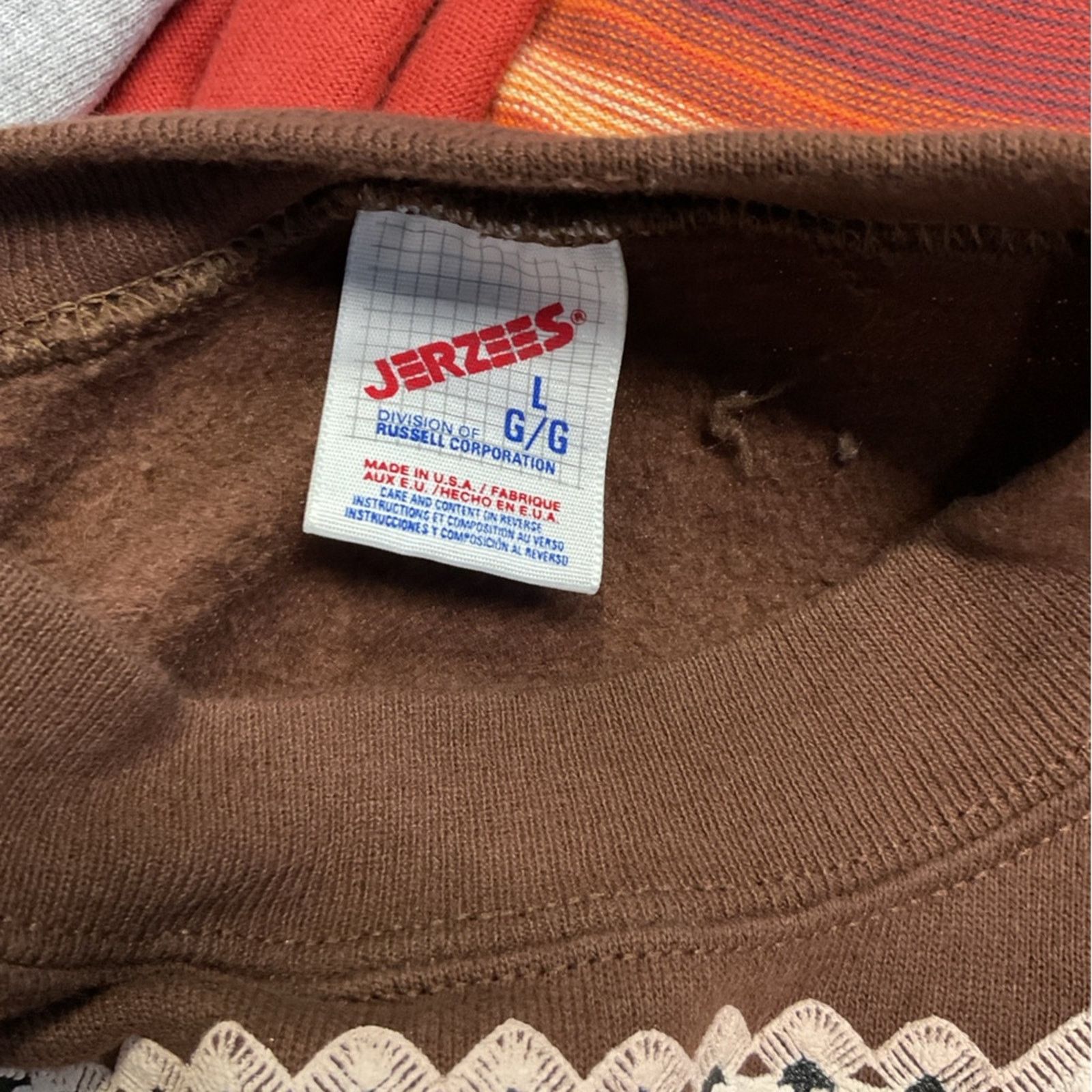 Jerzees Vintage Jerzees Embroidery Design brown Sweatshirt Size US L / EU 52-54 / 3 - 3 Thumbnail