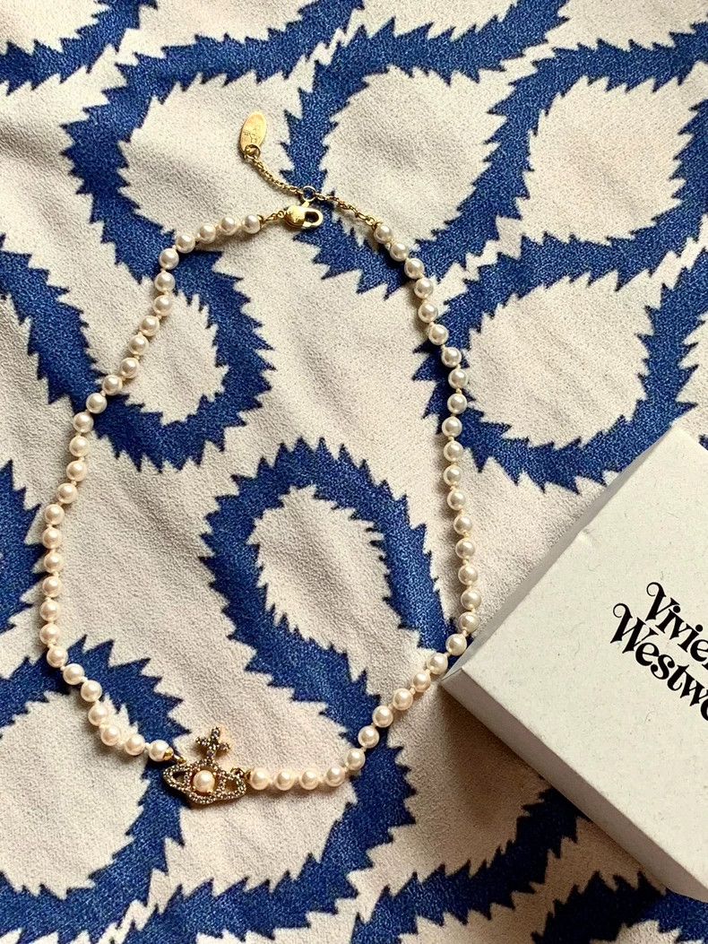 Vivienne Westwood Vivienne Westwood Pearl Saturn necklace Size ONE SIZE - 4 Thumbnail