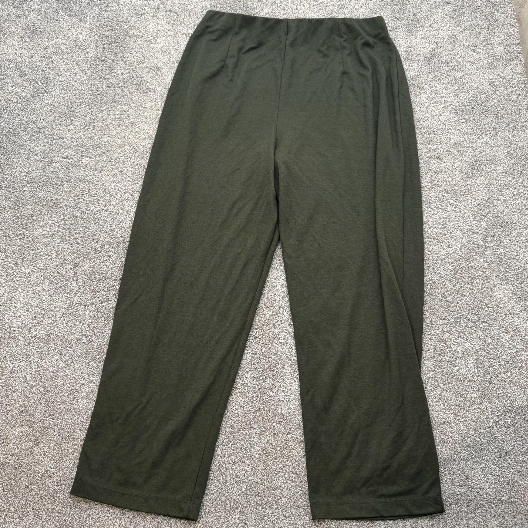 Vintage Susan Graver Pants Womens XL Green Stretch Pull On Straight Leg Lounge 34x29 USA Size 40" / US 18 - 7 Thumbnail