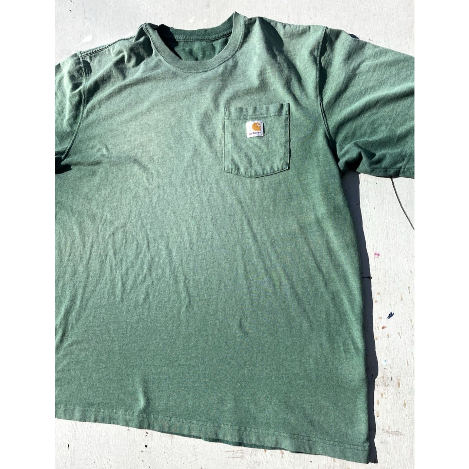 Carhartt Carhartt T-Shirt Green Logo Pocket XL Crew Loose Cotton Workwear Street Men Size US XL / EU 56 / 4 - 5 Thumbnail